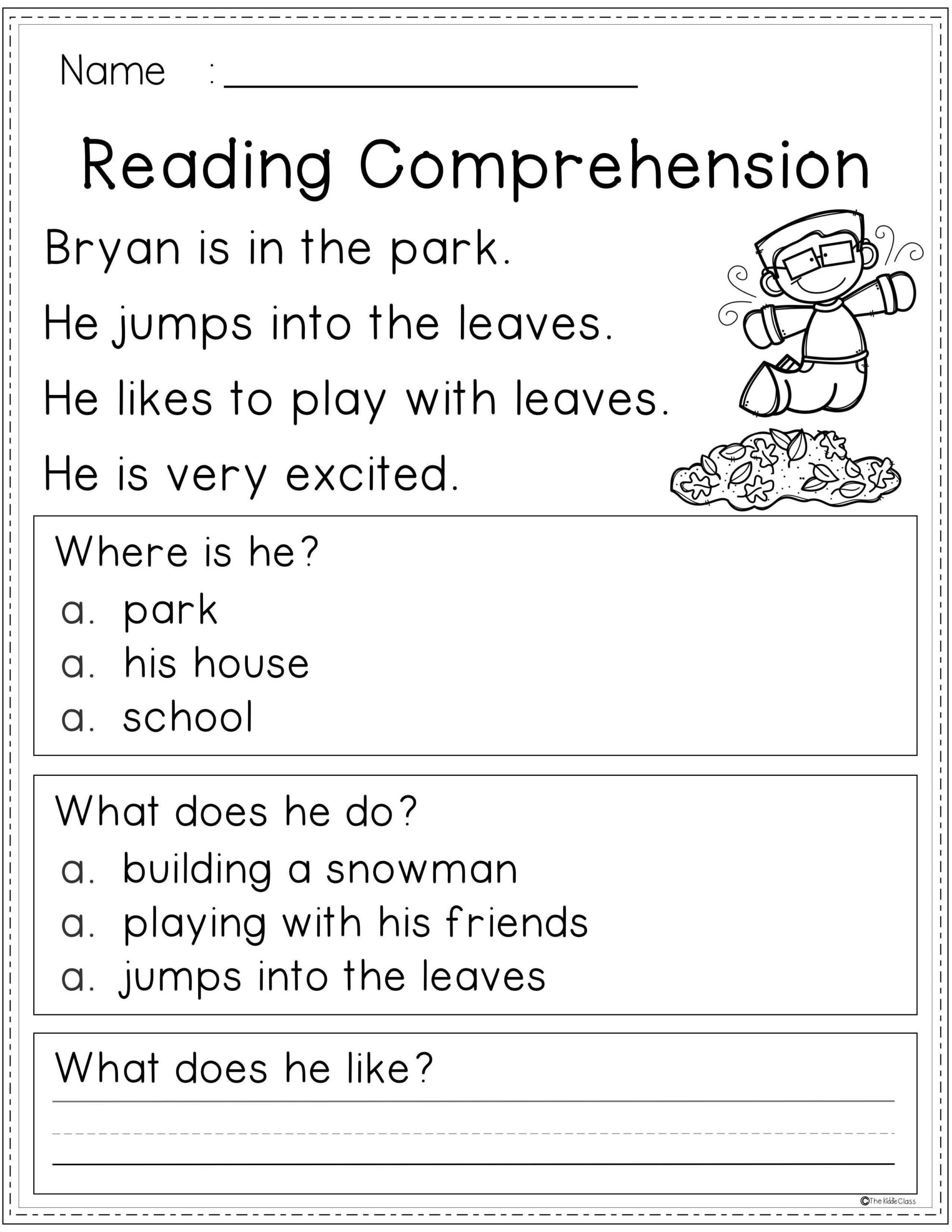 Reading Comprehension Printable Worksheet First Grade Worksheets Library
