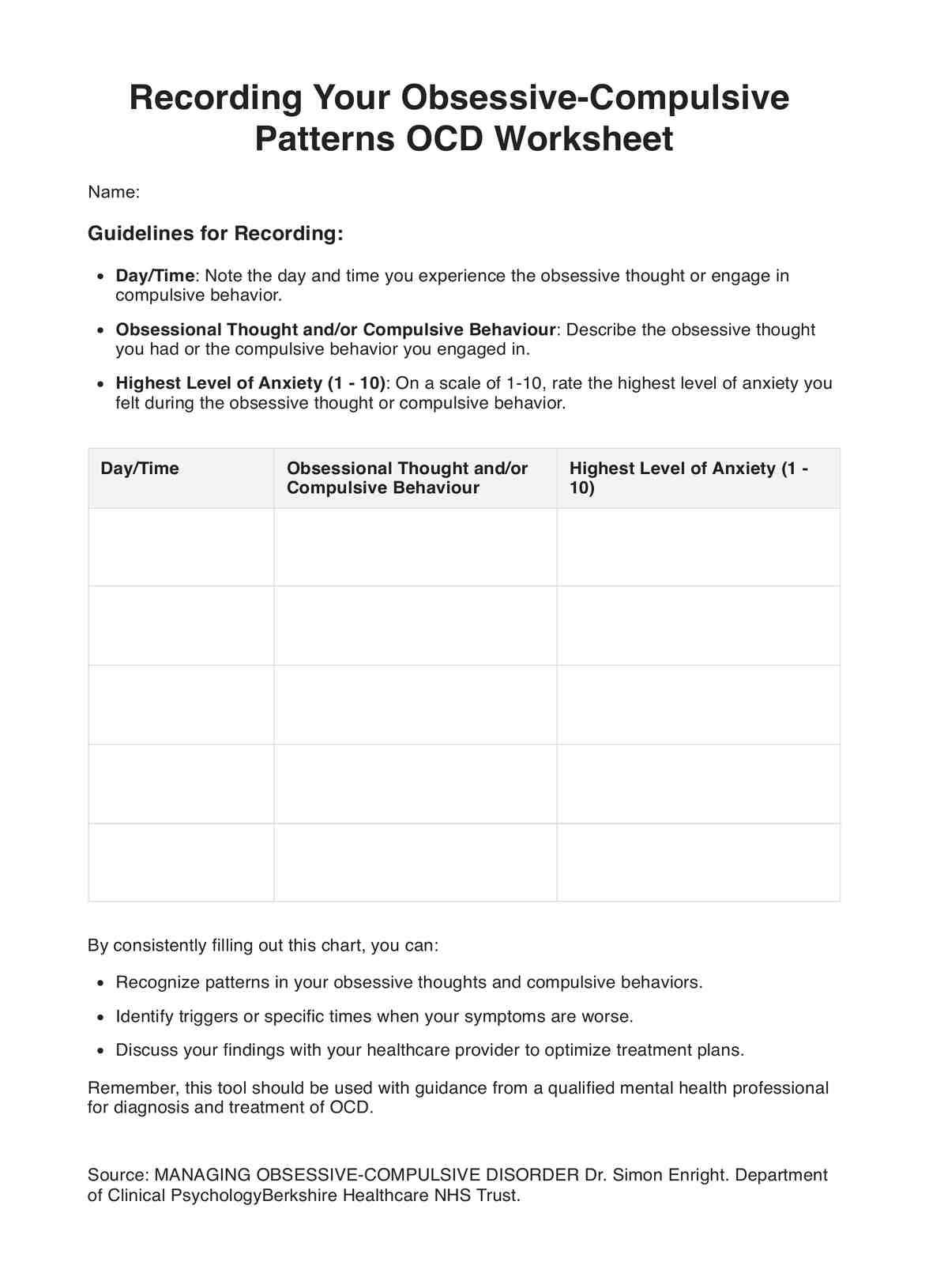 ocd worksheets pdf free
