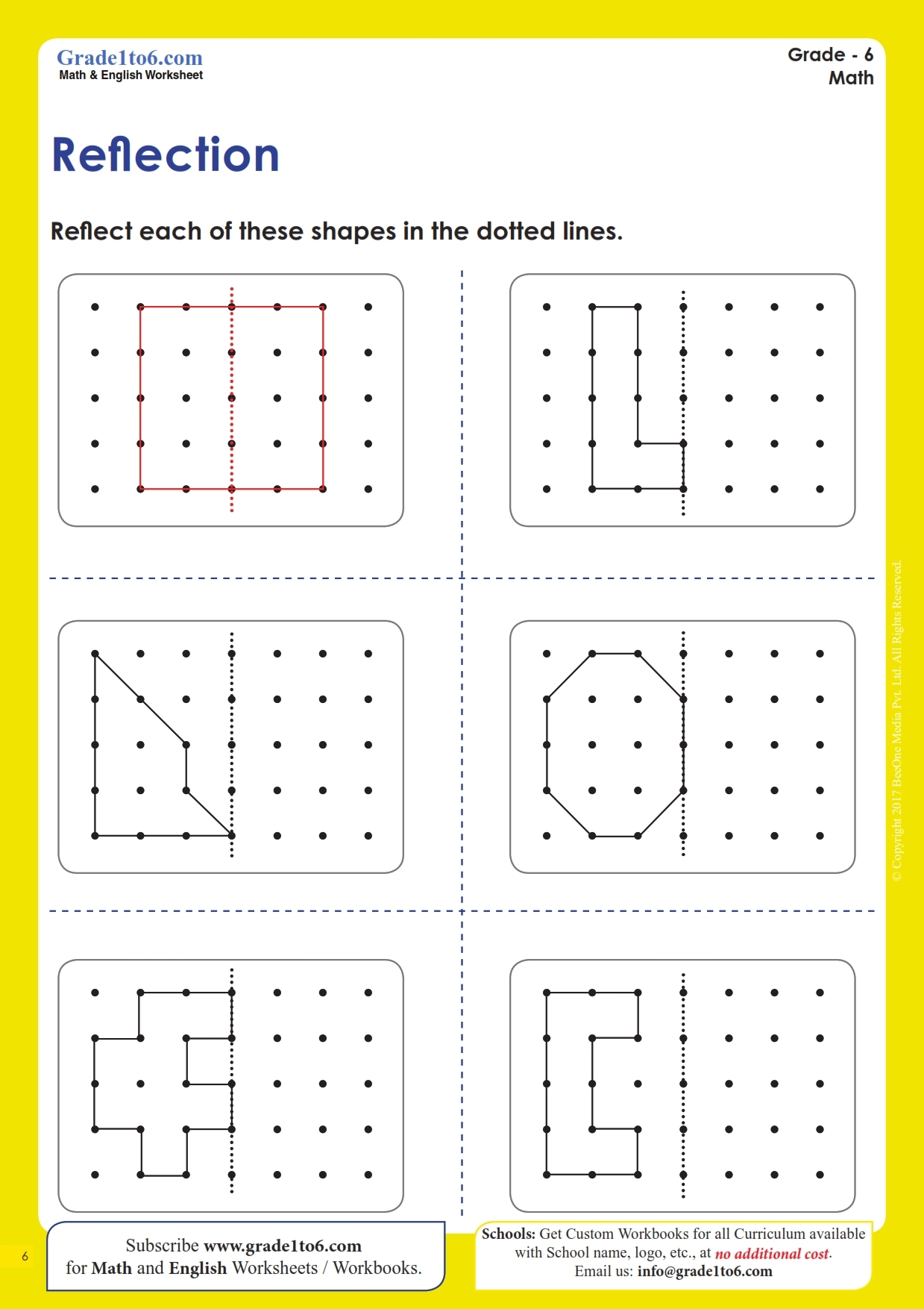 Reflection Worksheets Grade 6