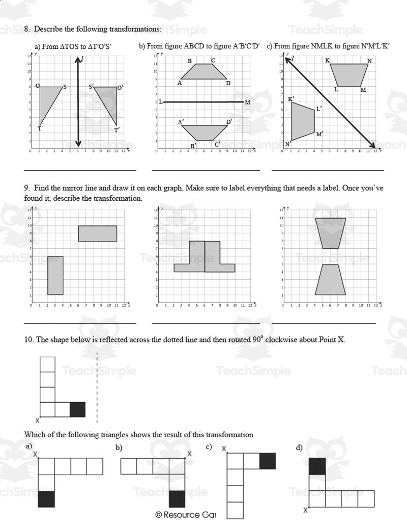 Reflections Worksheet By Teach Simple Reflections Worksheet By Teach Simple