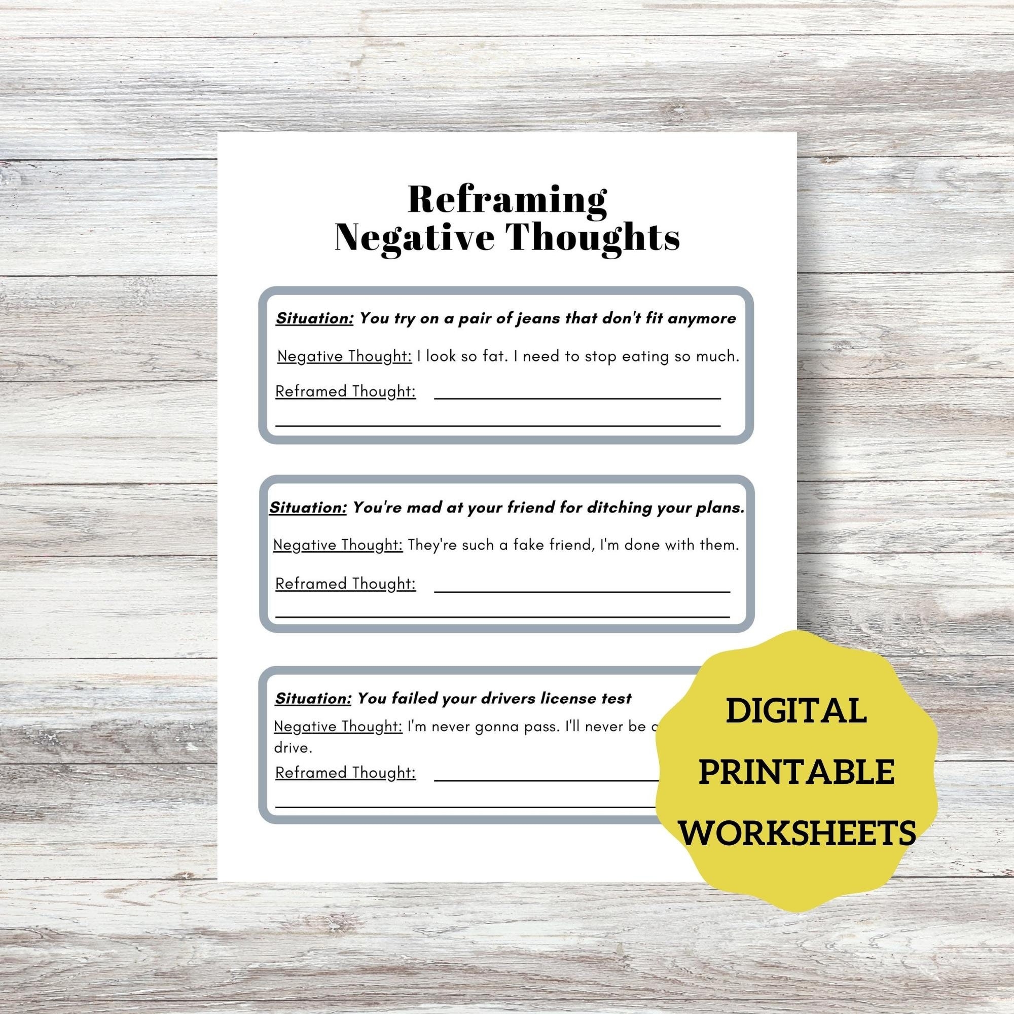 Reframing And Challenging Negative Thoughts Lesson And Worksheet Package Coping Skills Social Skills Resources For Therapists Teachers Etsy