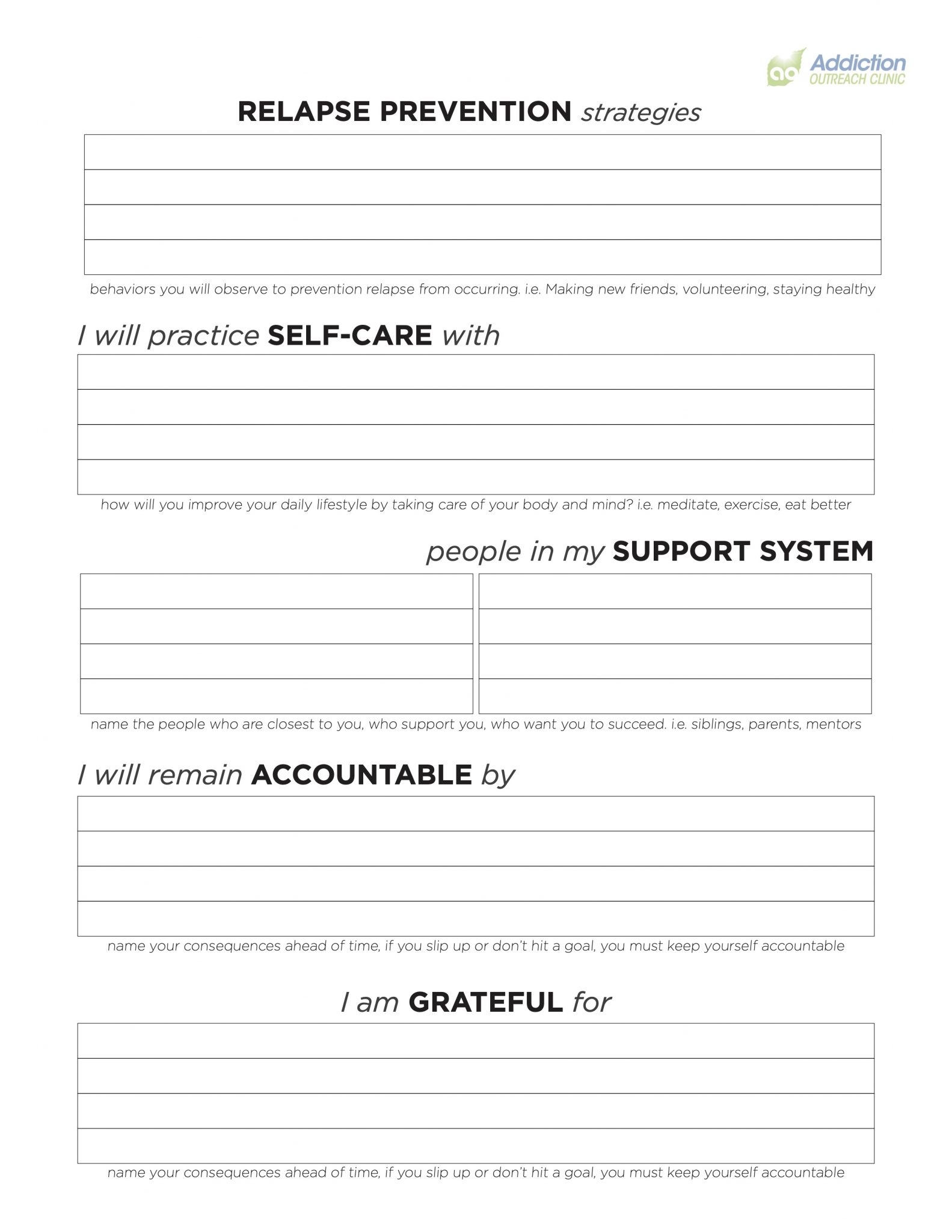 relapse prevention worksheet pdf