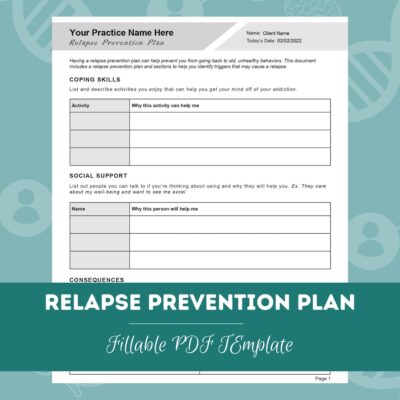 Relapse Prevention Plan Worksheet Editable Fillable PDF For Counselors Psychologists Psychiatrists Social Workers Therapists Etsy Denmark