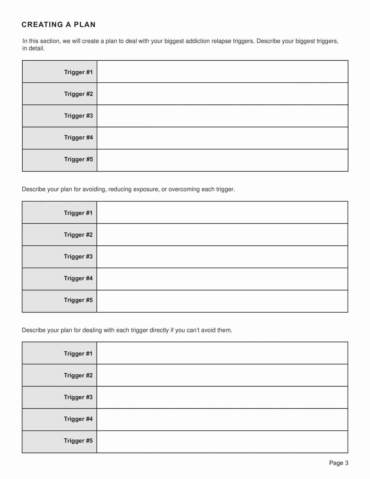 Relapse Prevention Worksheet Plan Template PDF TherapyByPro