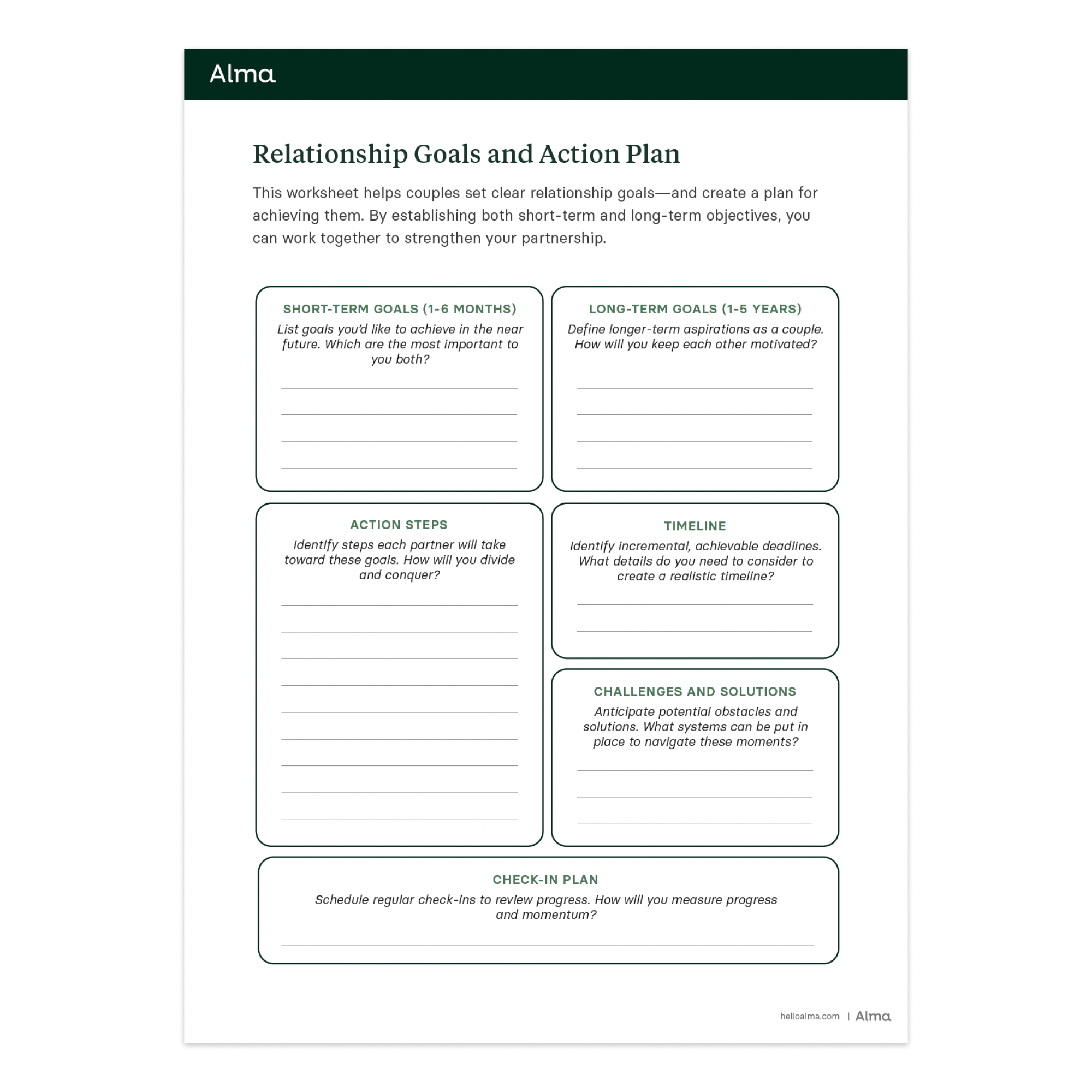 Relationship Goals And Action Plan Worksheet For Couples Alma Relationship Goals And Action Plan Worksheet For Couples Alma