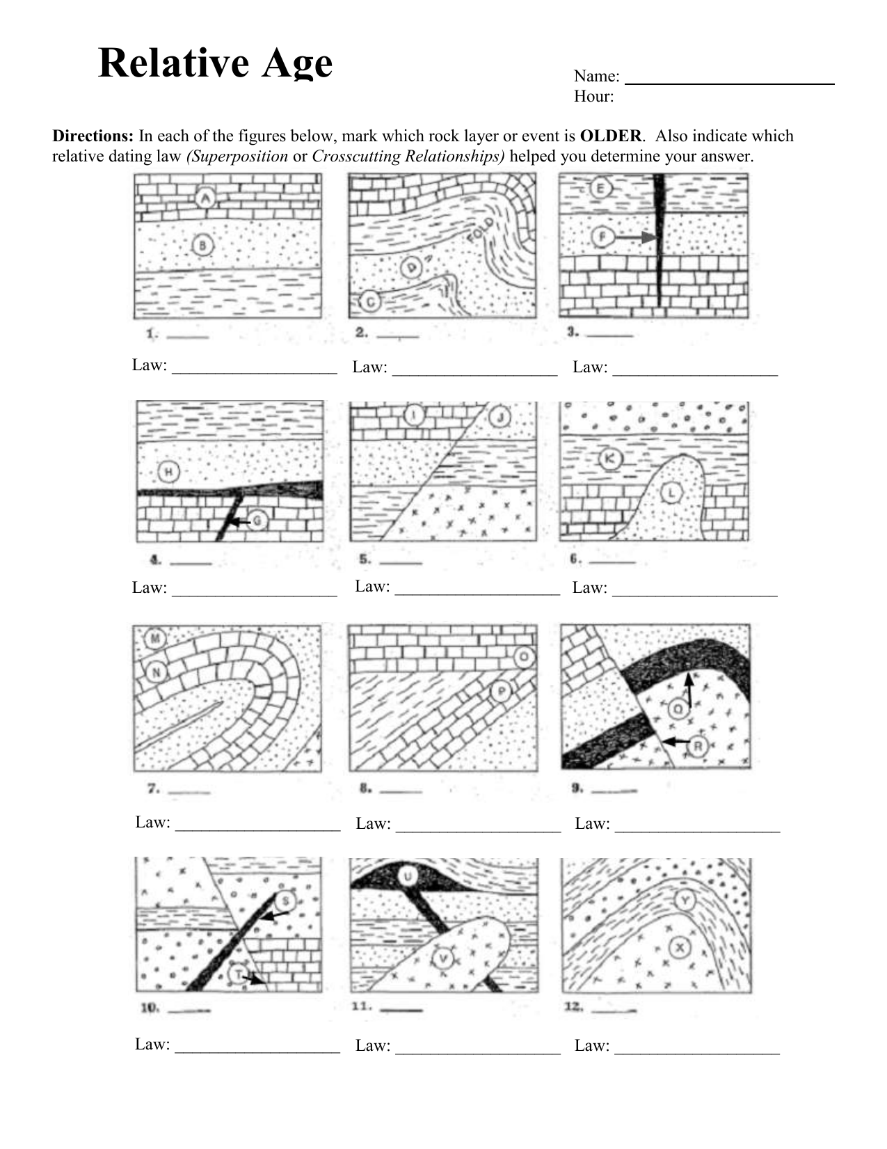 Relative Age Worksheet Geology Dating Relative Age Worksheet Geology Dating