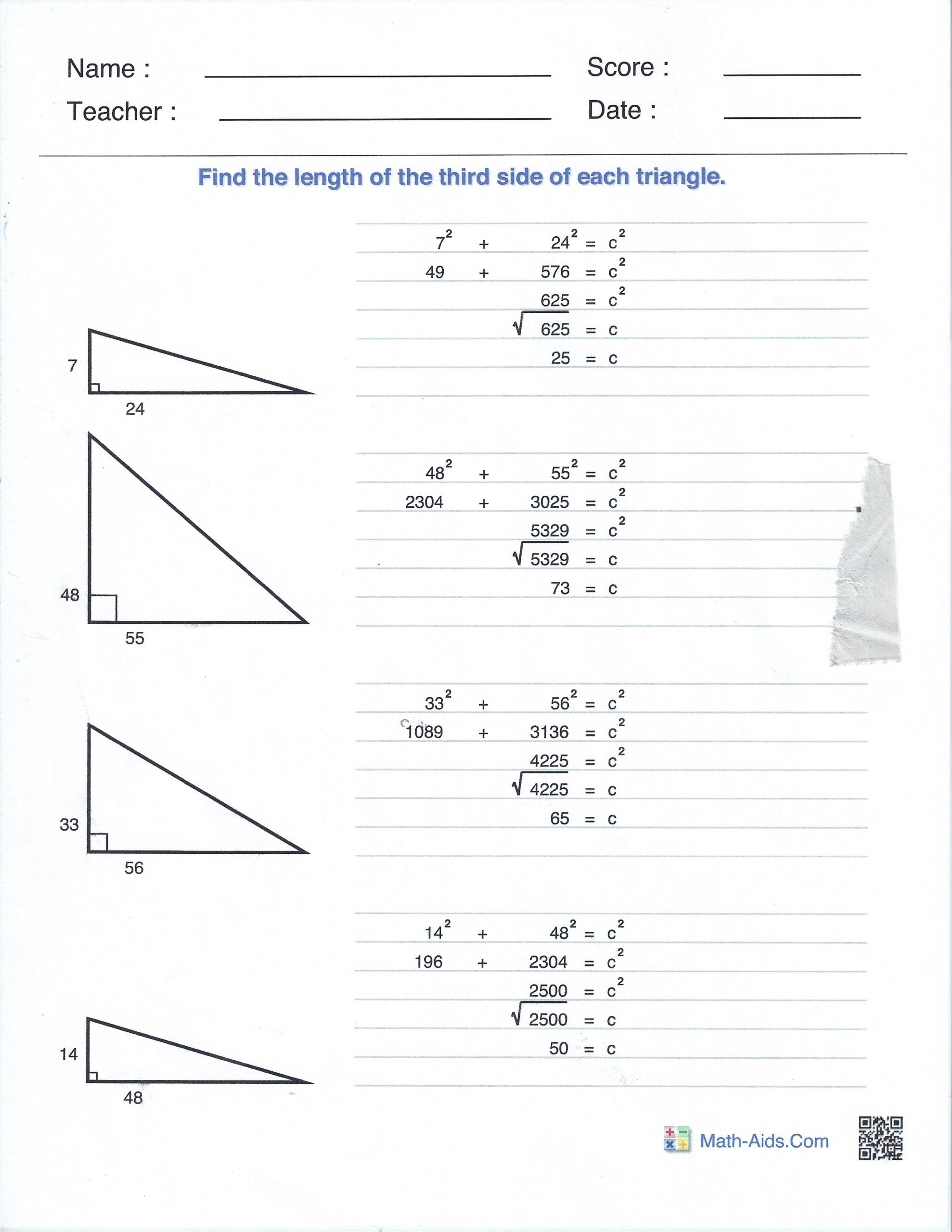 Right Angles And The Pythagorean Theorem Perkins School For The Blind