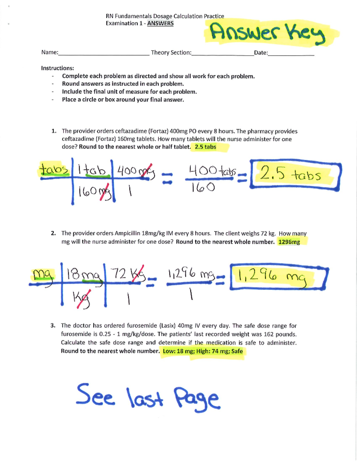 RN Fundamentals Dosage Calculation Practice Exam 1 Answer Key Studocu RN Fundamentals Dosage Calculation Practice Exam 1 Answer Key Studocu