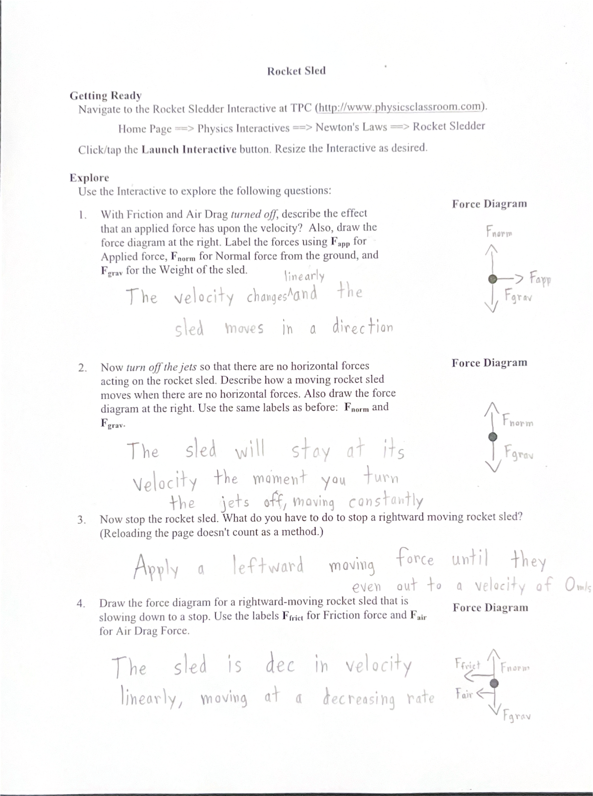 Rocket Sled Physics Exploring Forces And Motion Dynamics Studocu