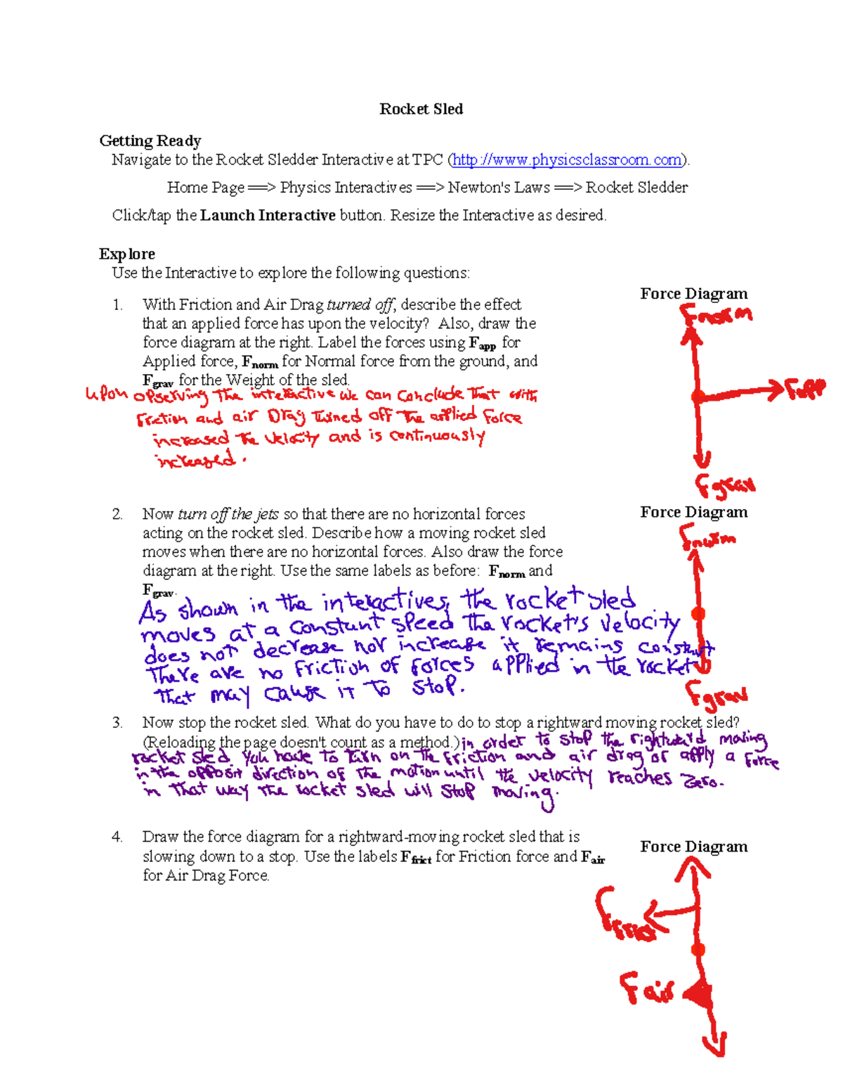 Rocket Sledder Interactive Exploration Extra Credit Assignment Studocu