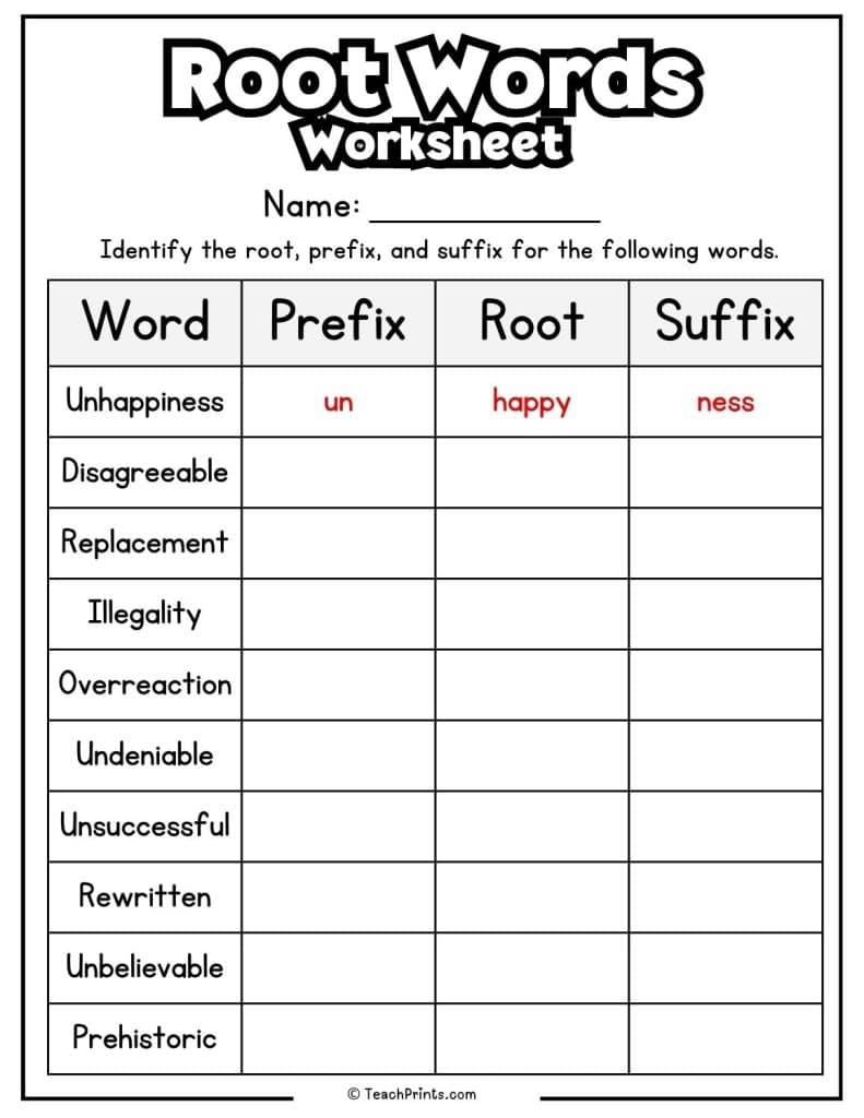 Root Words Worksheets 8 Free PDF Printables Teach Prints Root Words Worksheets 8 Free PDF Printables Teach Prints