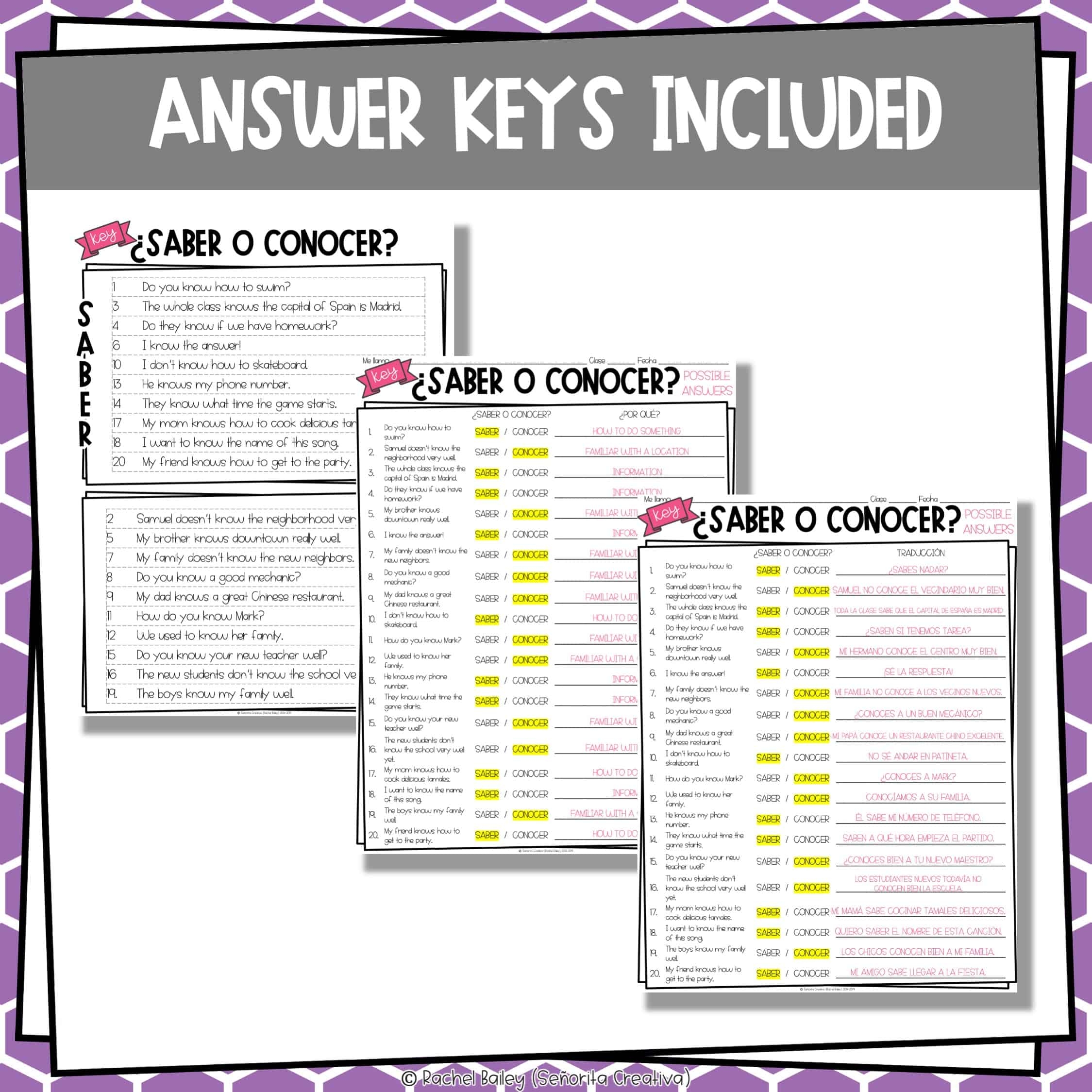 Saber O Conocer Spanish Sorting Activity And Worksheets Se orita Creativa Saber O Conocer Spanish Sorting Activity And Worksheets Se orita Creativa