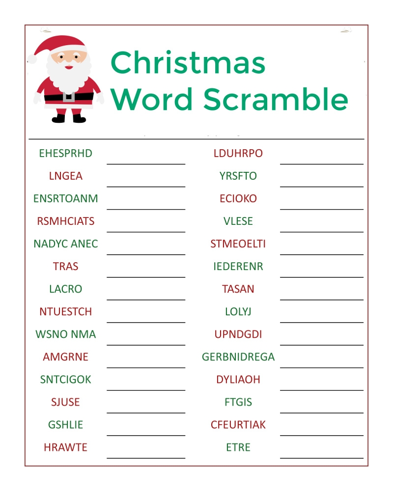  Santa s Christmas Word Scramble Activity Page Mama Likes This