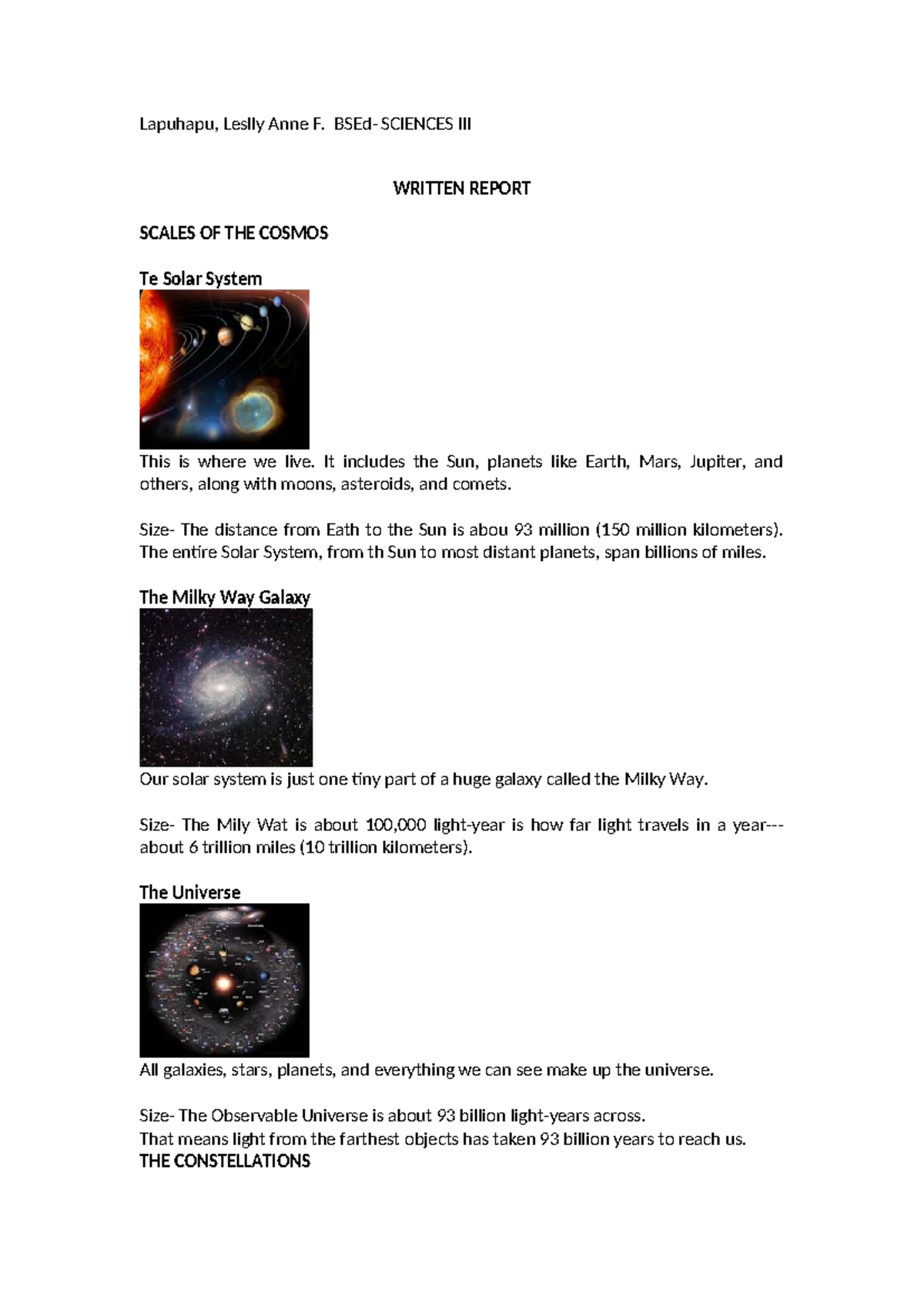 milky way scales worksheet answers