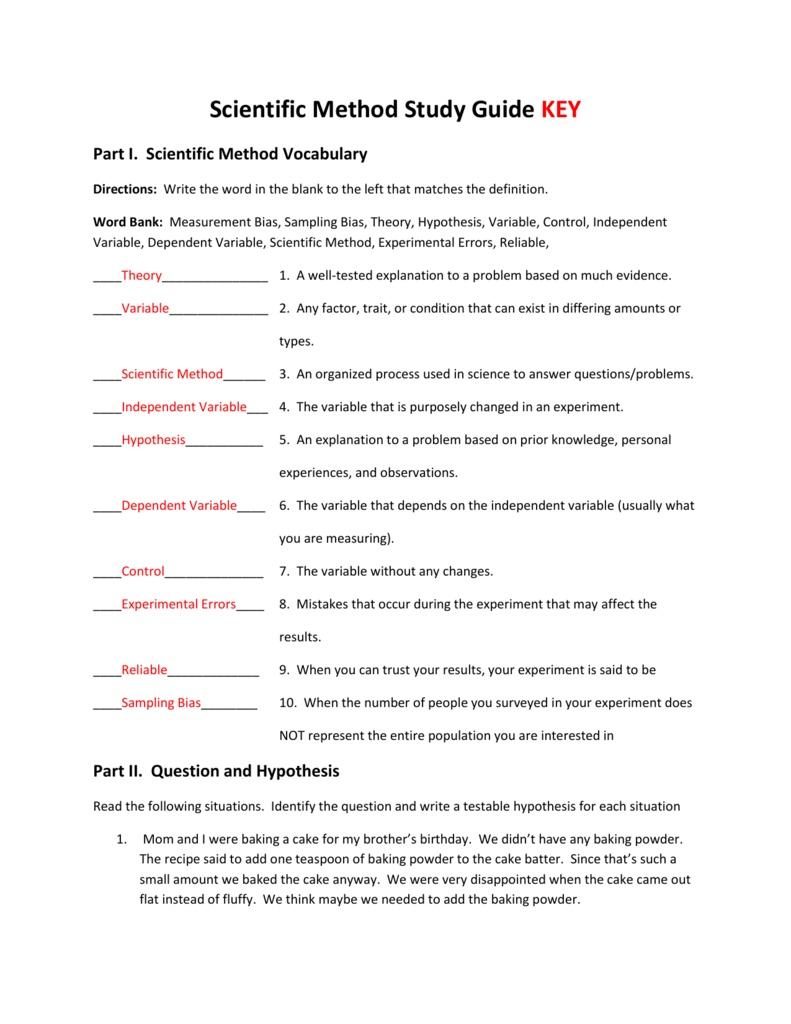Scientific Method Study Guide Key Concepts Examples Scientific Method Study Guide Key Concepts Examples