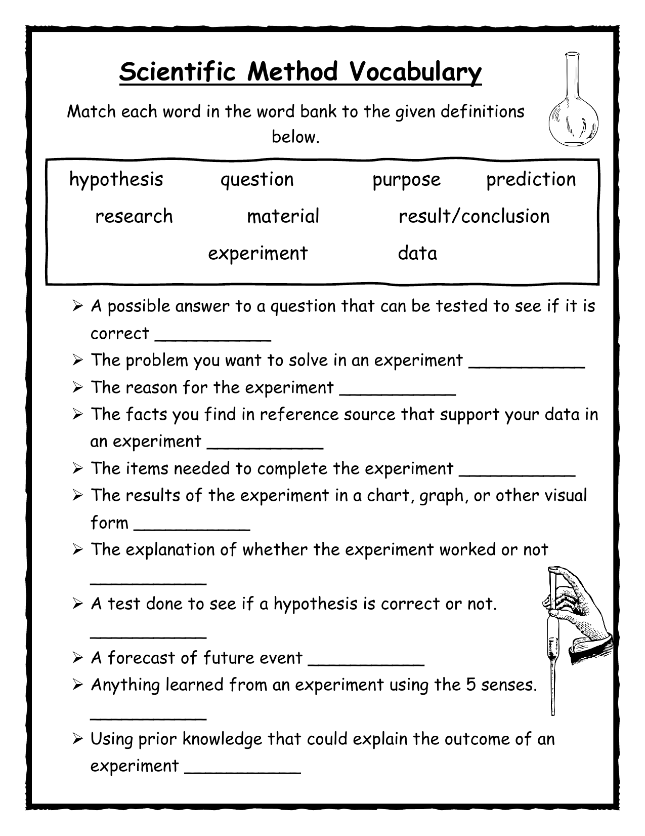 Scientific Method Vocabulary Worksheet Scientific Method Vocabulary Worksheet