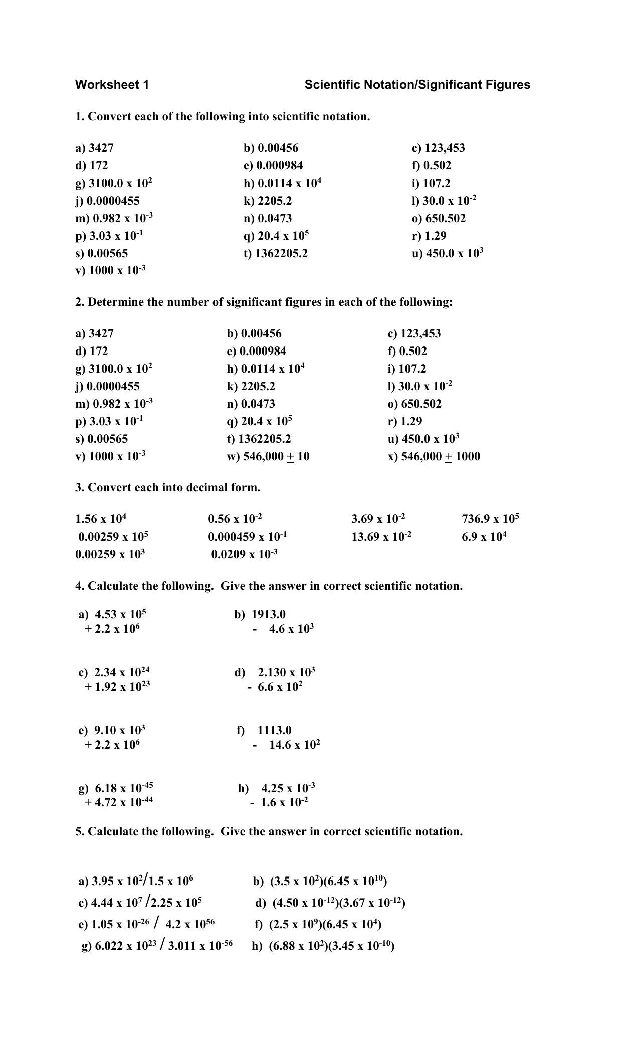scientific notation worksheet and answers scientific notation worksheet and answers