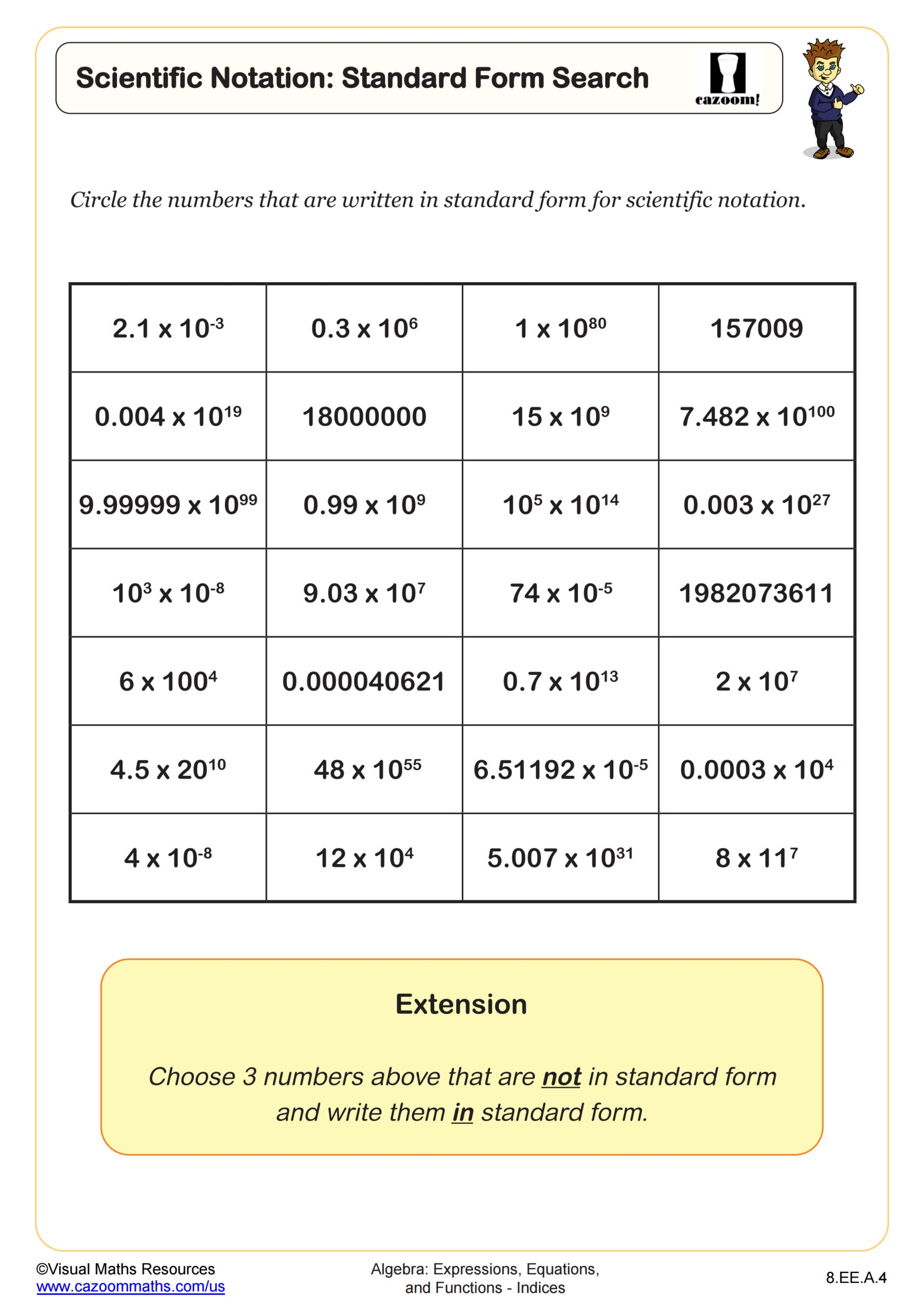 scientific notation answers worksheet