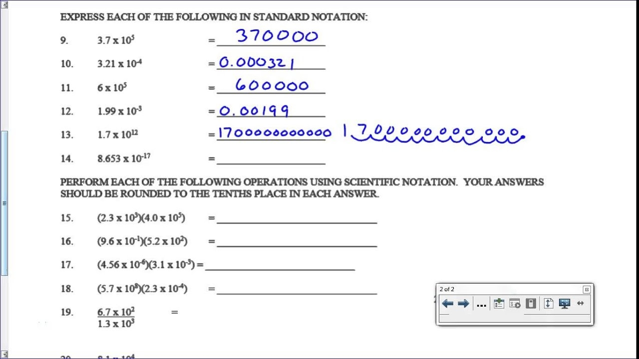 Scientific Notation Worksheet Key YouTube Scientific Notation Worksheet Key YouTube