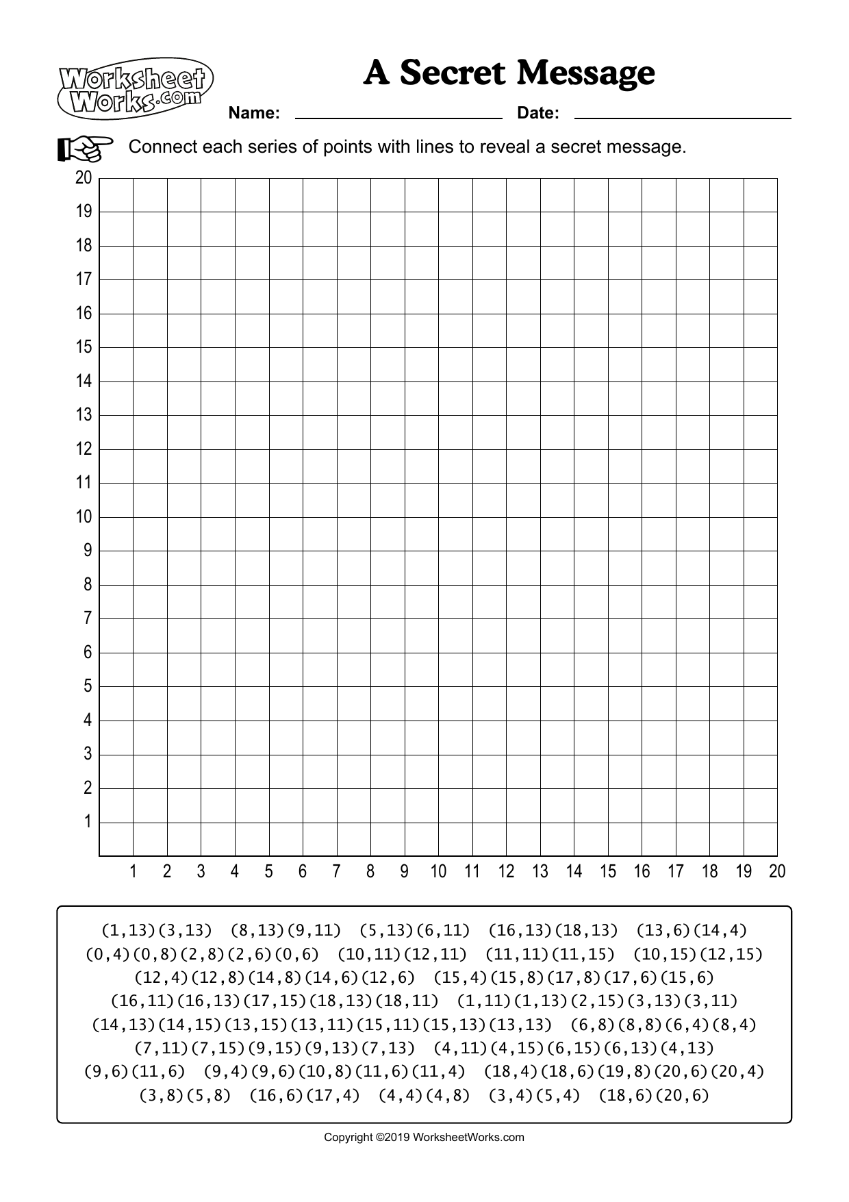 Secret Message Coordinate Graphing Worksheet