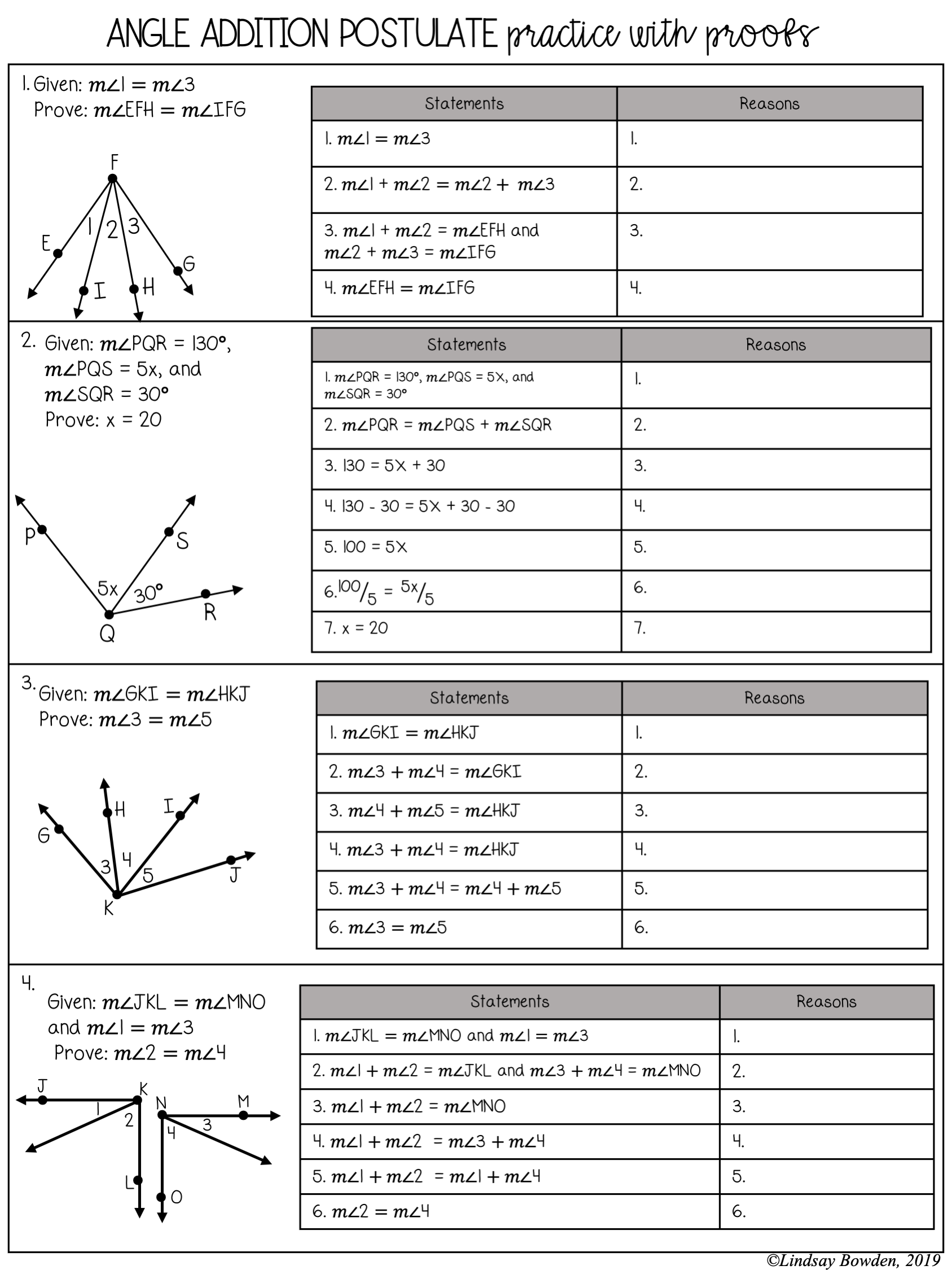 Segment And Angle Addition Postulate Notes And Worksheets Worksheets Library