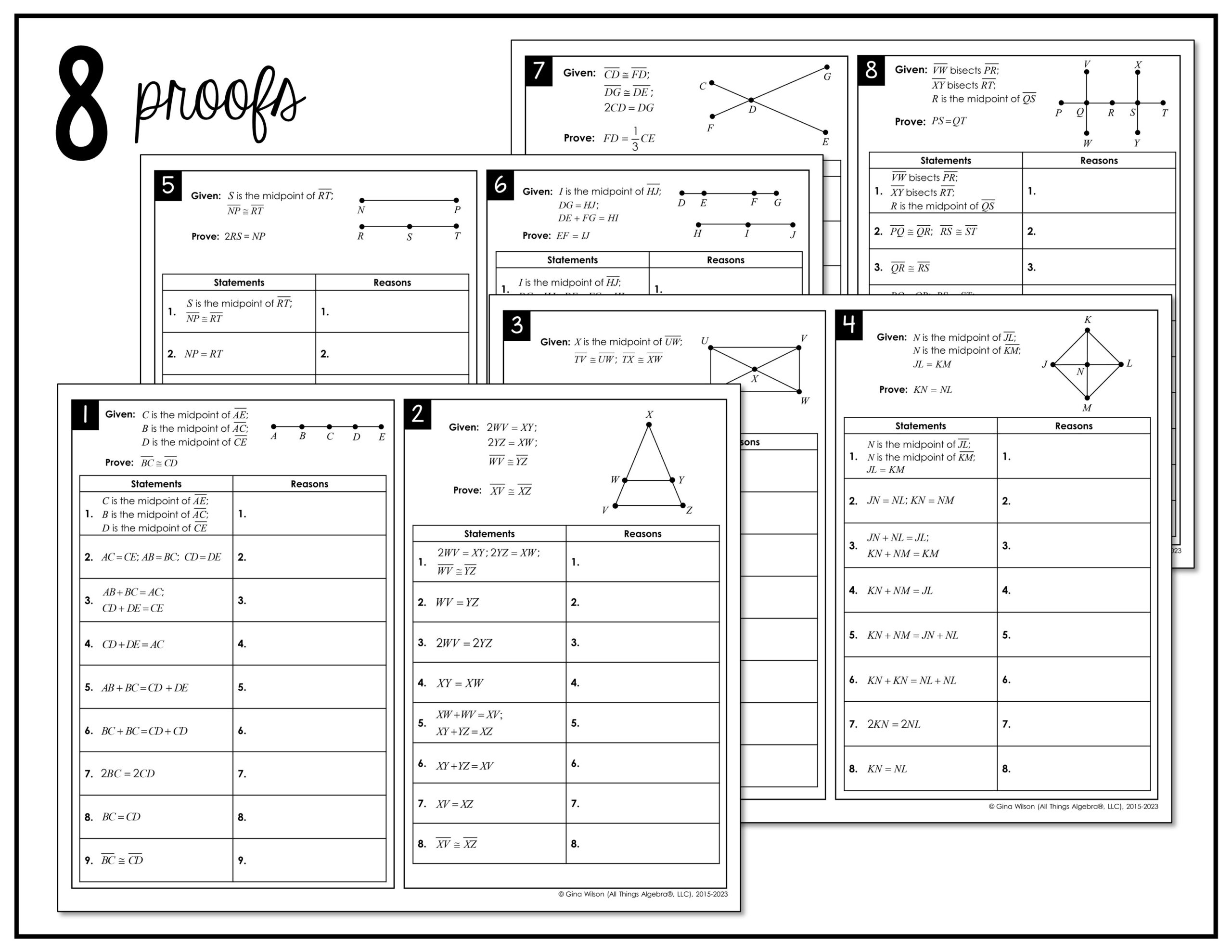 Segment Proofs Peel Stick Activity All Things Algebra 