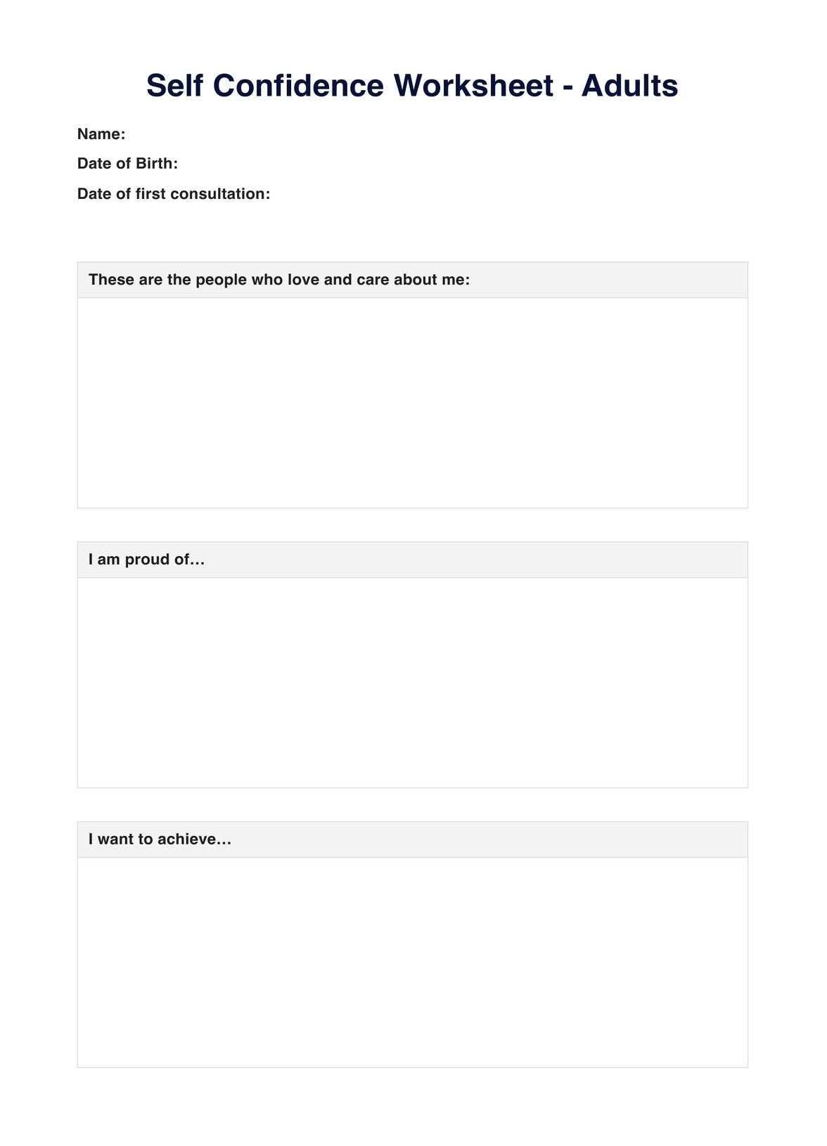 Self Confidence Worksheets For Adults Self Confidence Worksheets For Adults