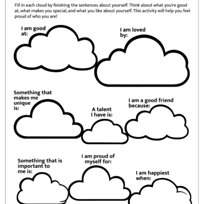 Self Esteem Clouds Free Printable For Grades 1 3 SKOOLGO