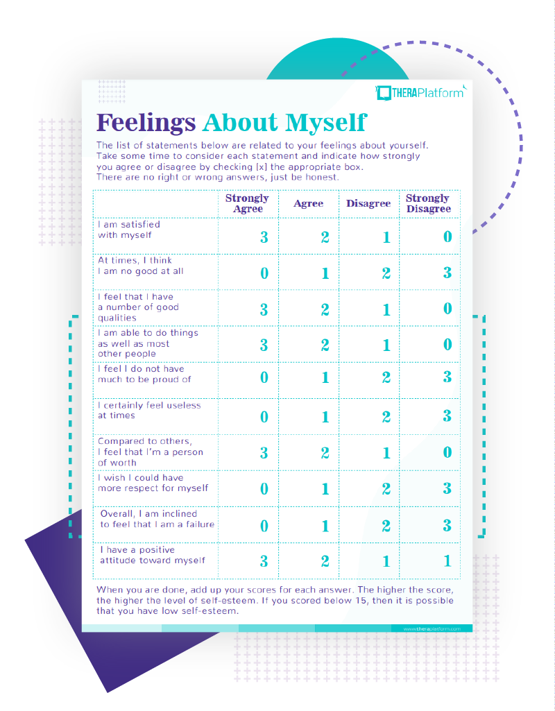 Self esteem Worksheets TheraPlatform Resources Self esteem Worksheets TheraPlatform Resources