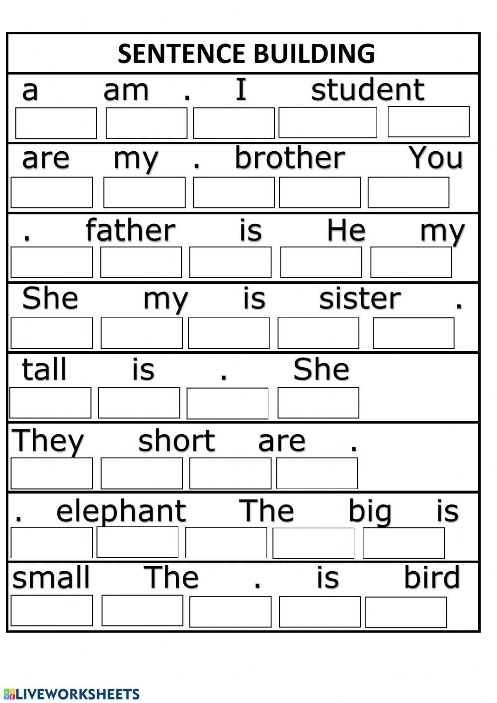 building sentences worksheets pdf free
