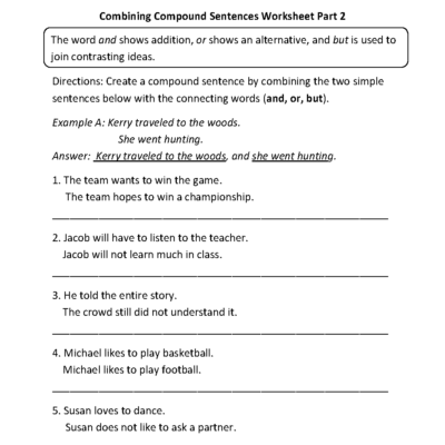 Sentences Worksheetes Compound Sentences Worksheets