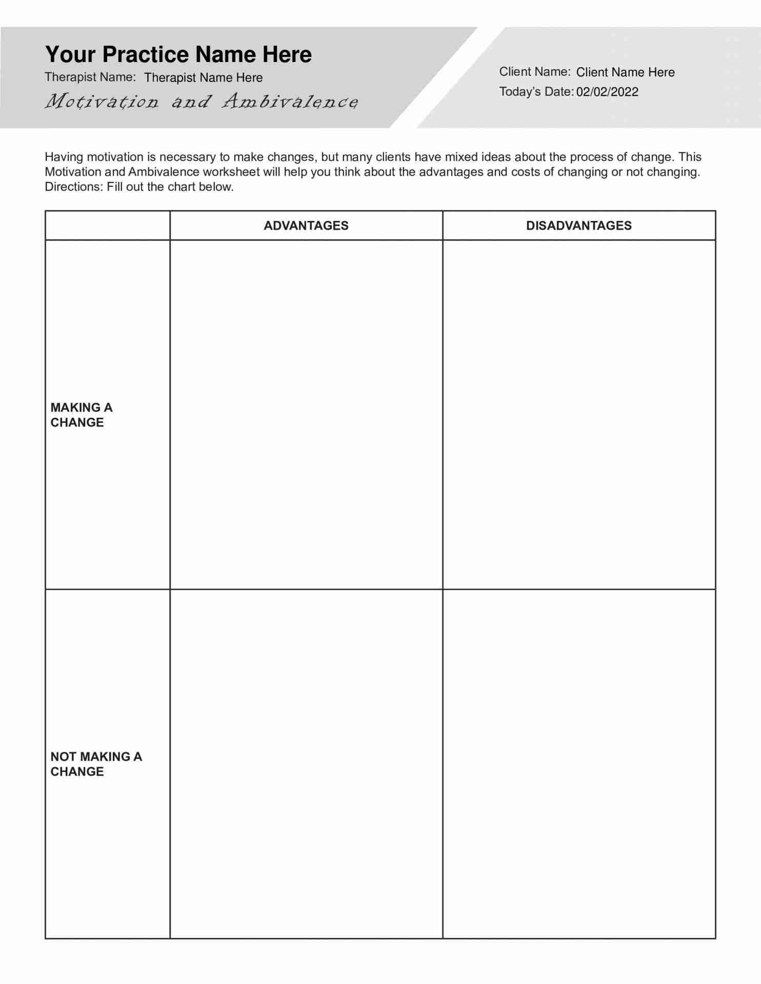 SFBT Motivation And Ambivalence Worksheet PDF TherapyByPro SFBT Motivation And Ambivalence Worksheet PDF TherapyByPro