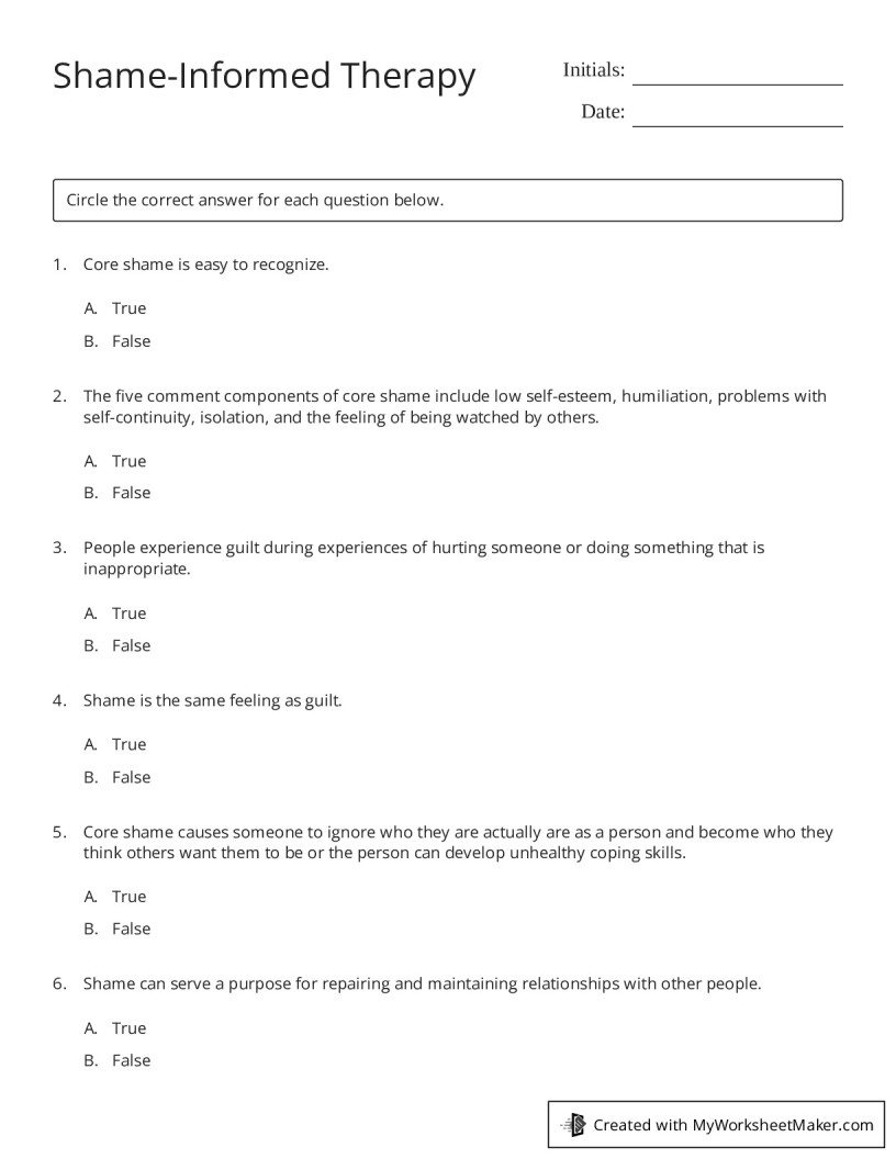 Shame Informed Therapy My Worksheet Maker Create Your Own Worksheets Shame Informed Therapy My Worksheet Maker Create Your Own Worksheets