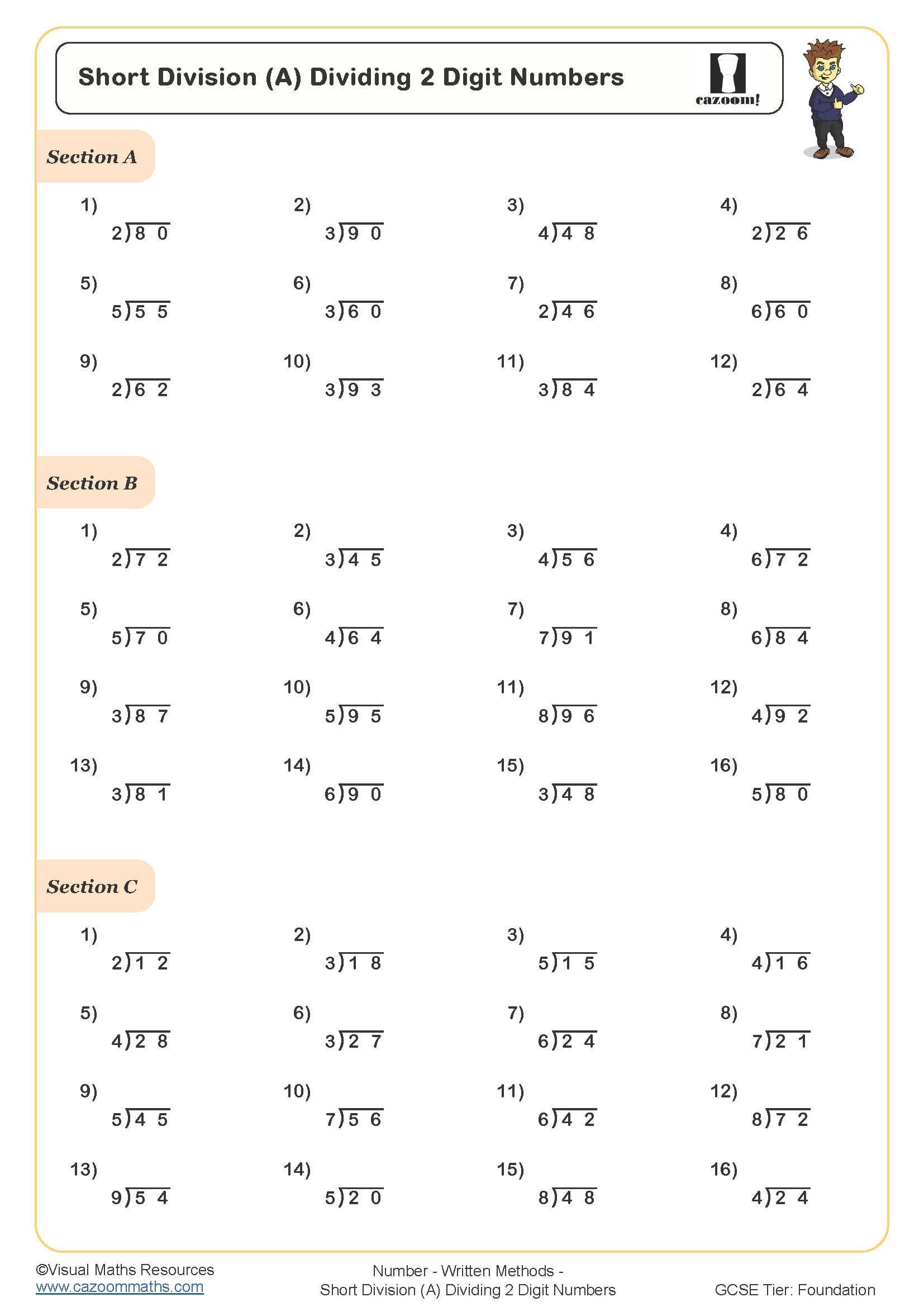 Short Division A Dividing 2 Digit Numbers Worksheet Printable PDF Bus Stop Division Worksheet Short Division A Dividing 2 Digit Numbers Worksheet Printable PDF Bus Stop Division Worksheet