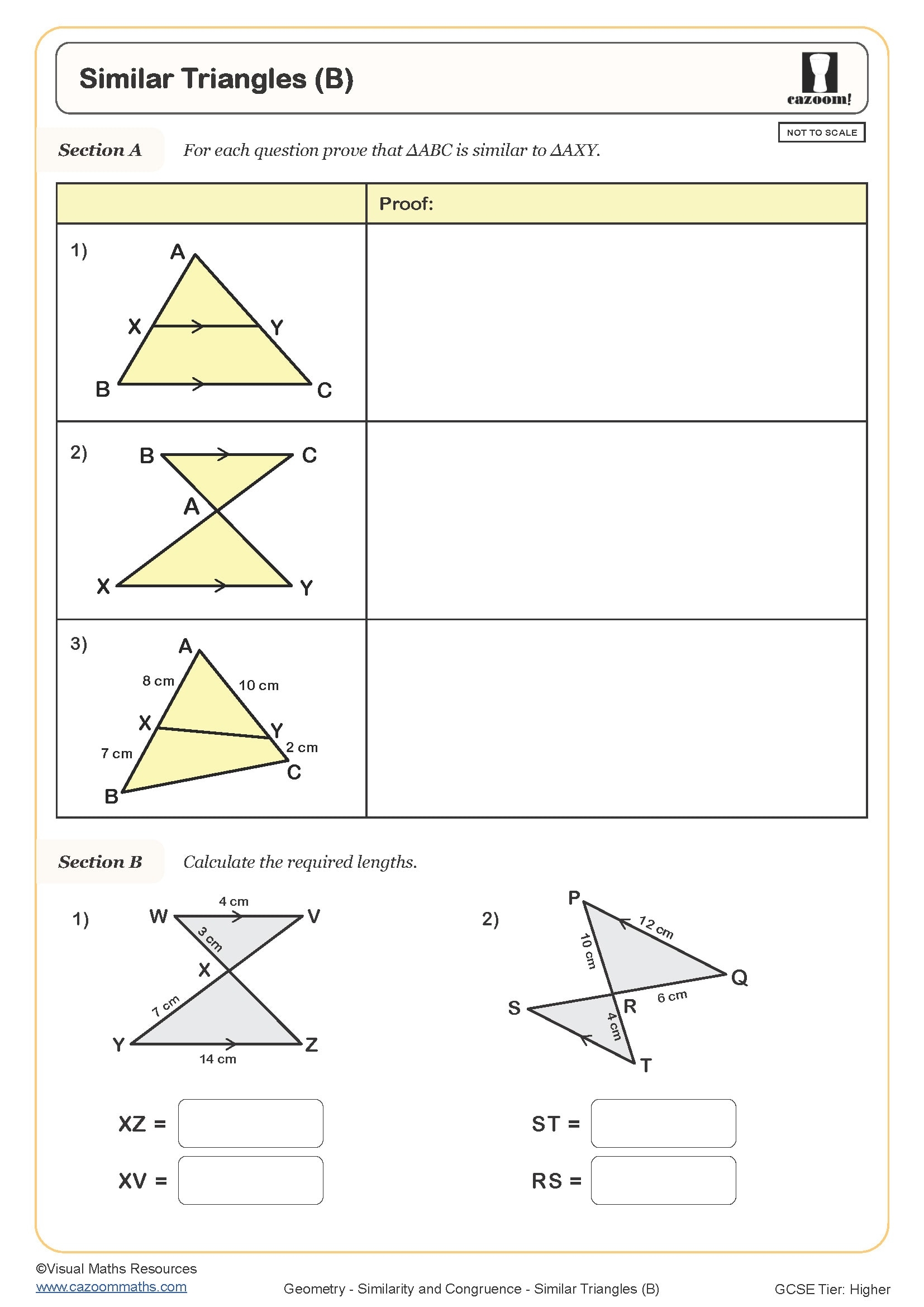 Similar Triangles B Worksheet Printable Maths Worksheets Worksheets Library
