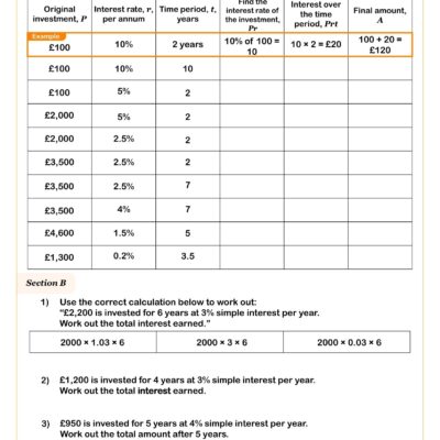Simple Interest Worksheet Fun And Engaging Year 8 And Year 9 Number Worksheet