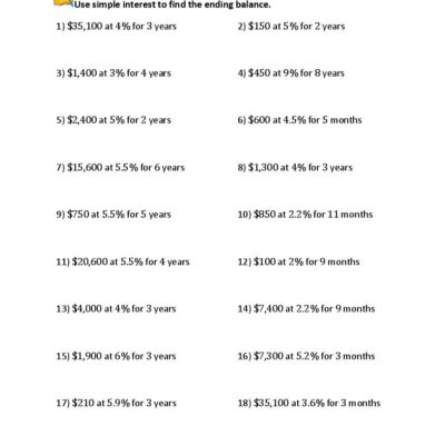 Simple Interest Worksheets Worksheets Library