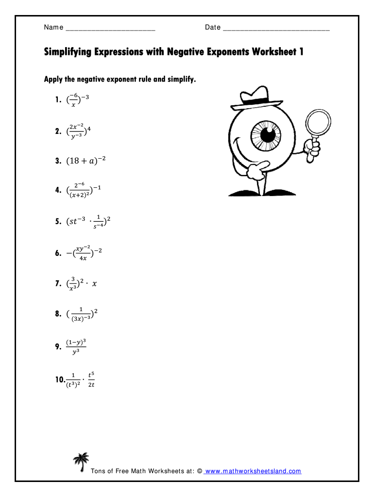 Simplifying Expressions With Negative Exponents Worksheet Pdf Fill Out Sign Online DocHub