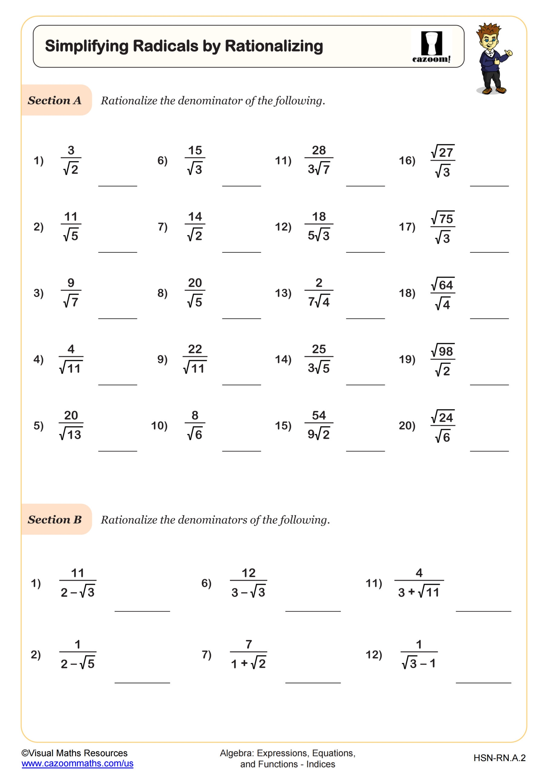 Simplifying Radicals By Rationalizing Worksheet PDF Printable Worksheets Library Simplifying Radicals By Rationalizing Worksheet PDF Printable Worksheets Library