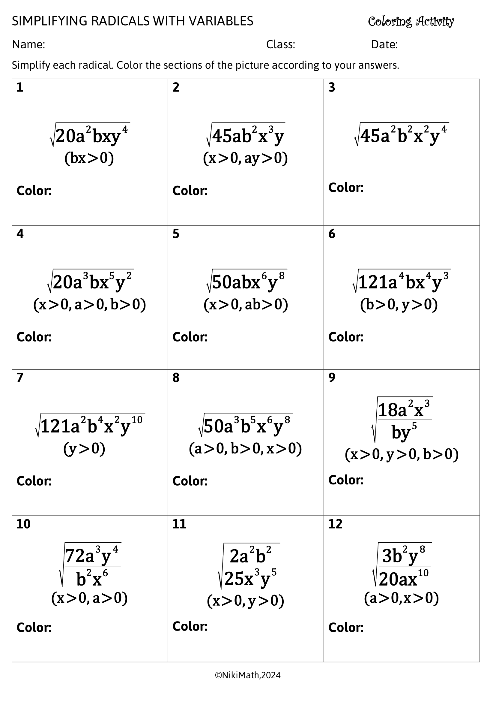 simplify radicals worksheet pdf simplify radicals worksheet pdf