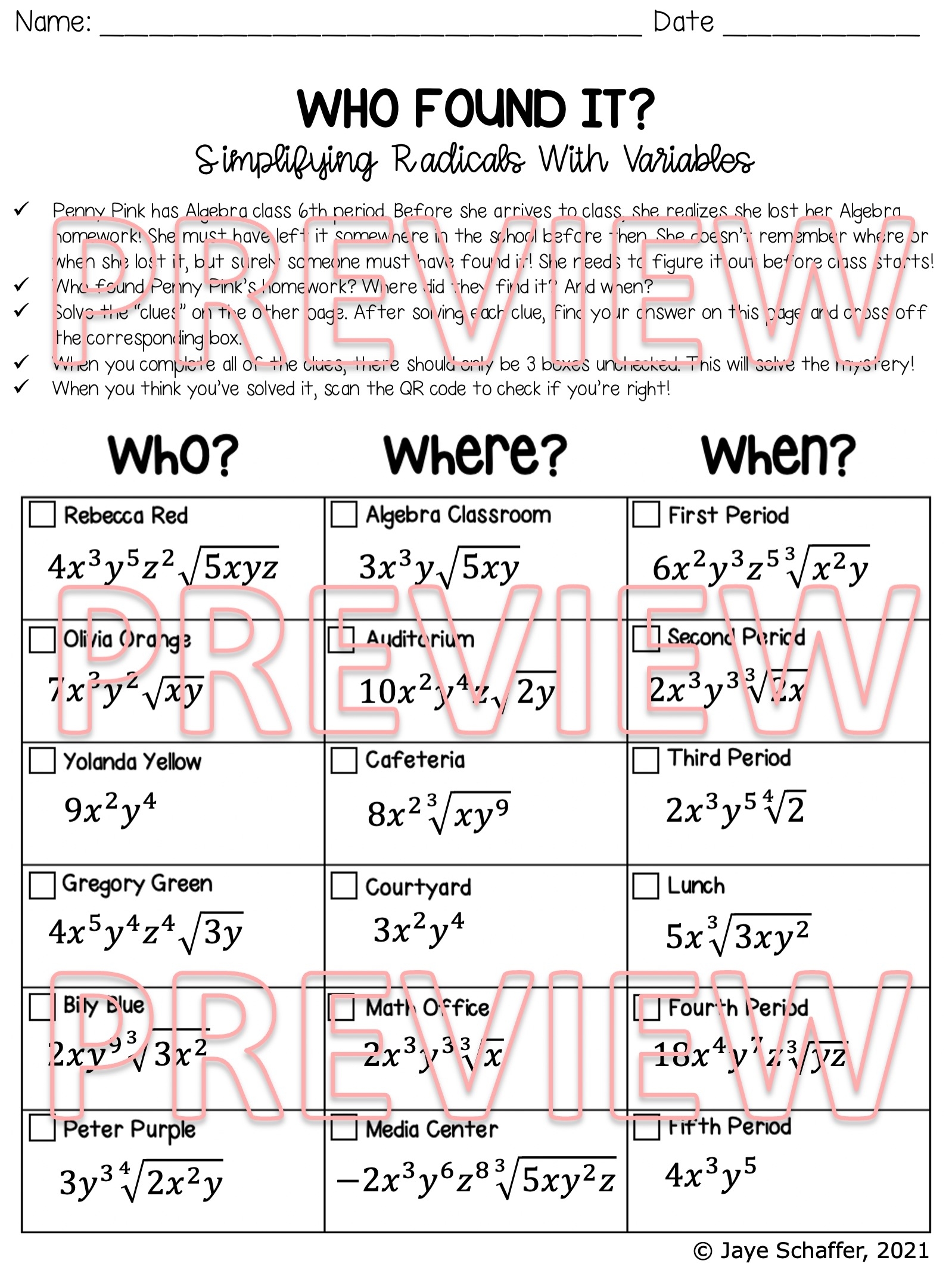 simplifying radicals worksheet answers