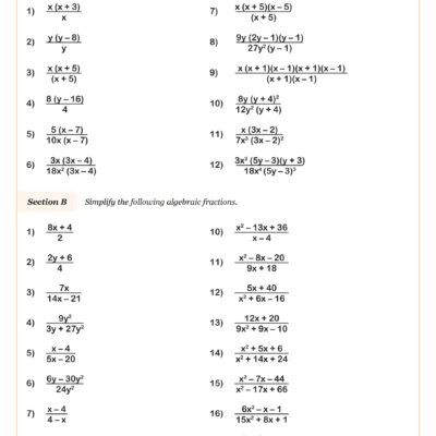 Simplifying Rational Expressions A Worksheet Algebra II PDF Worksheets Cazoom Math