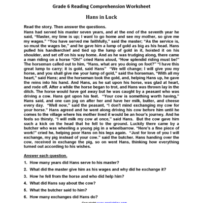 Sixth Grade Reading Worksheets Vocabulary Fluency Practice PDF