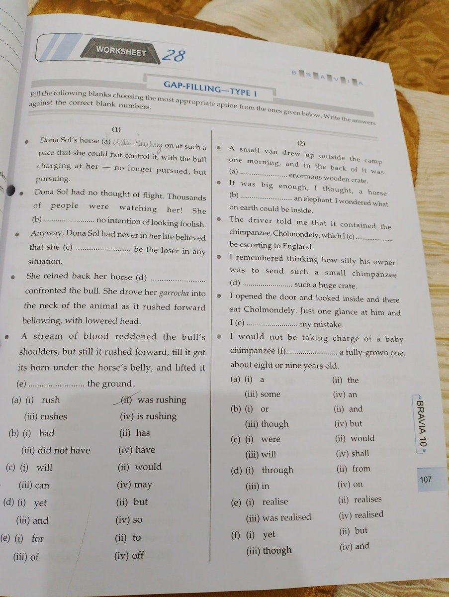 bravia worksheet answers class 9