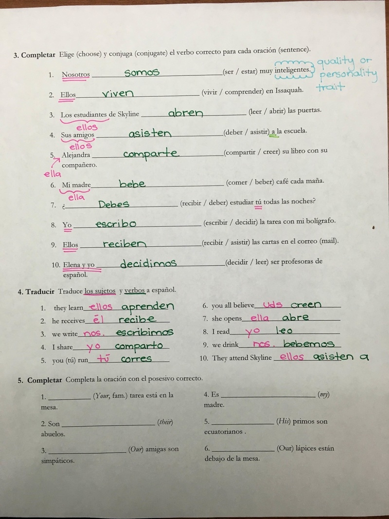 Skyline High School Spanish Answer Keys Skyline High School Spanish Answer Keys