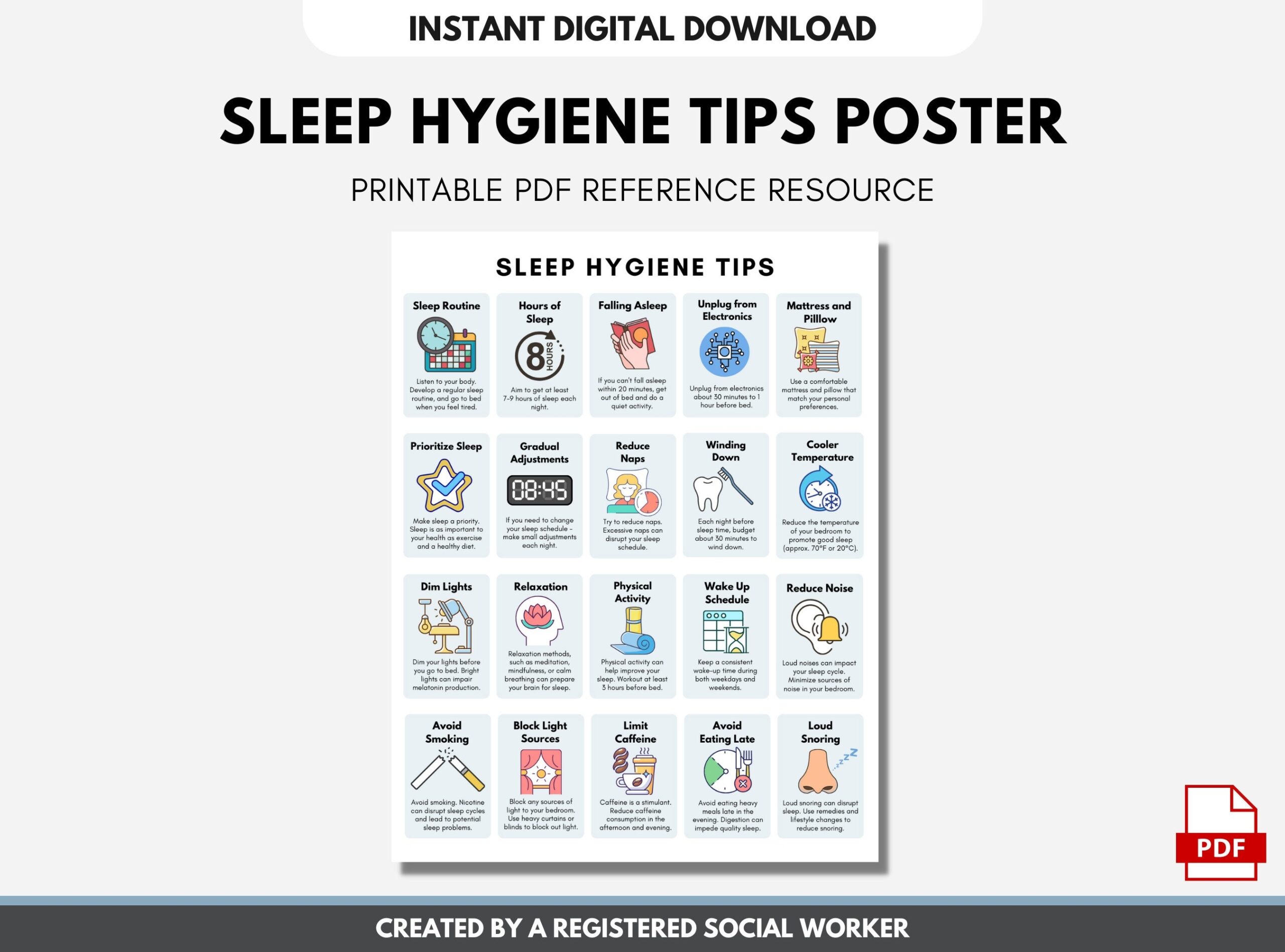 Sleep Hygiene Poster Sleep Wellness Handout Sleep Tips Checklist Healthy Sleep Habits Mental Health Education DIGITAL PRINTABLE Etsy