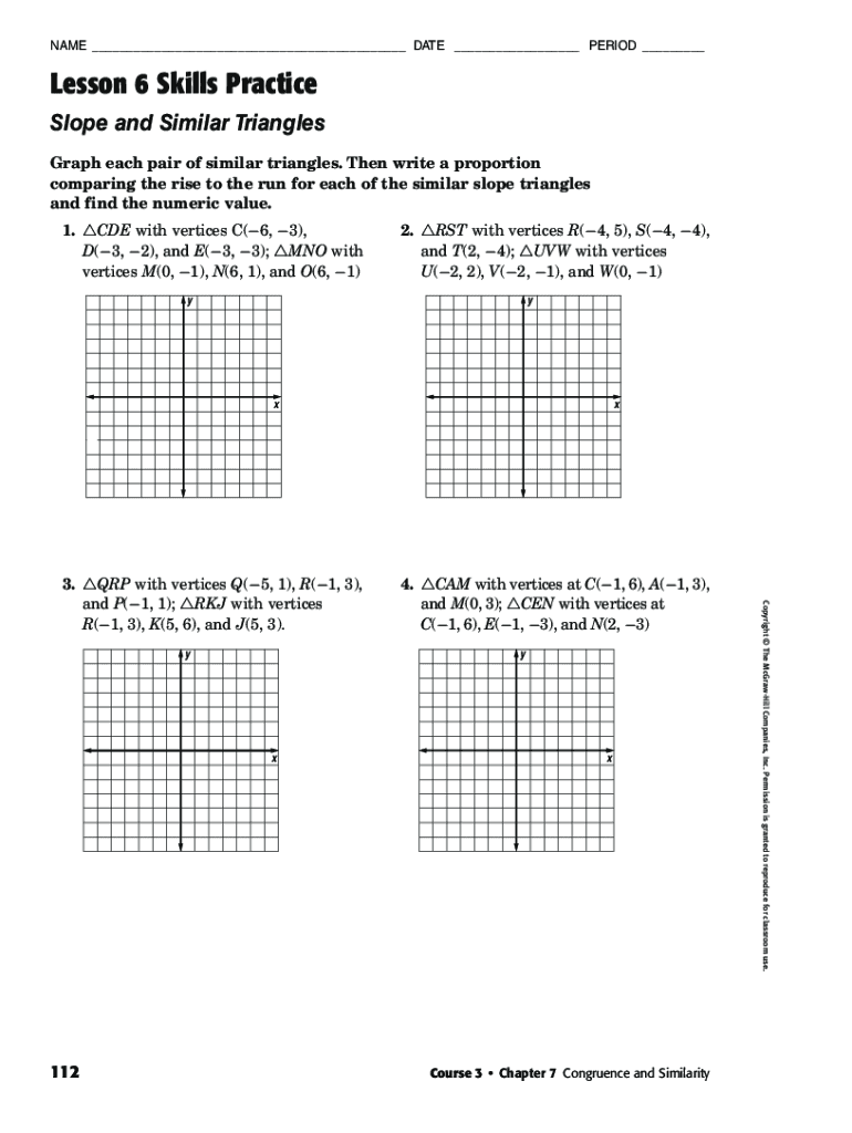 Slope And Similar Triangles Worksheet Pdf Fill Online Printable Fillable Blank PdfFiller