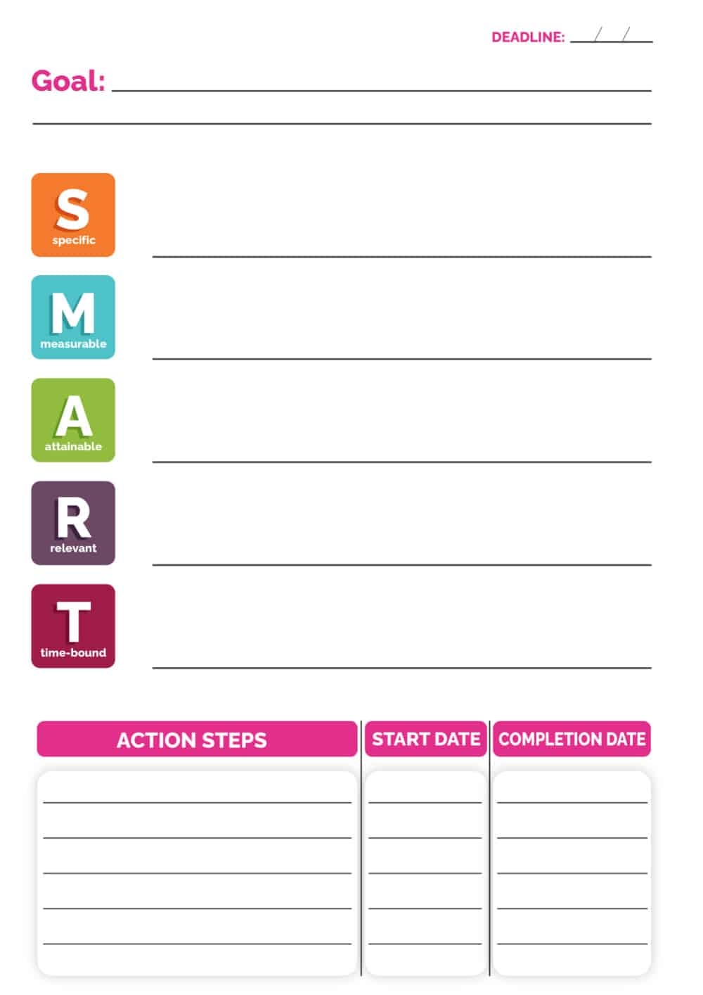 smart goal worksheet pdf
