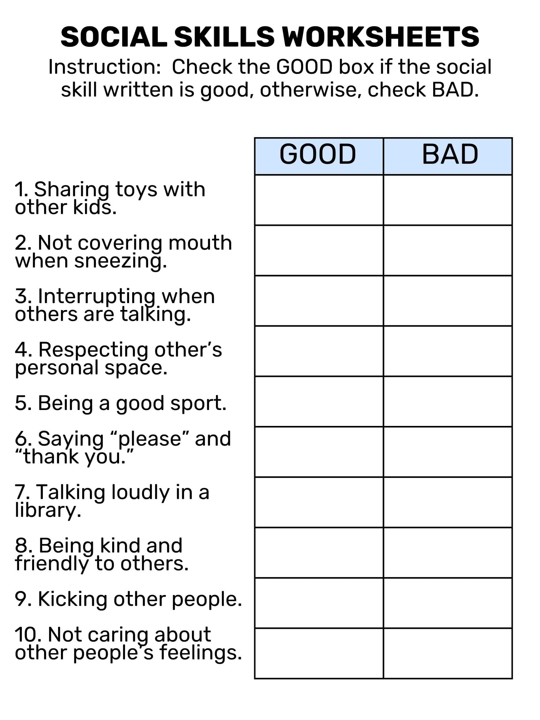 Social Skills Worksheets Free Printable Goally Worksheets Library Social Skills Worksheets Free Printable Goally Worksheets Library