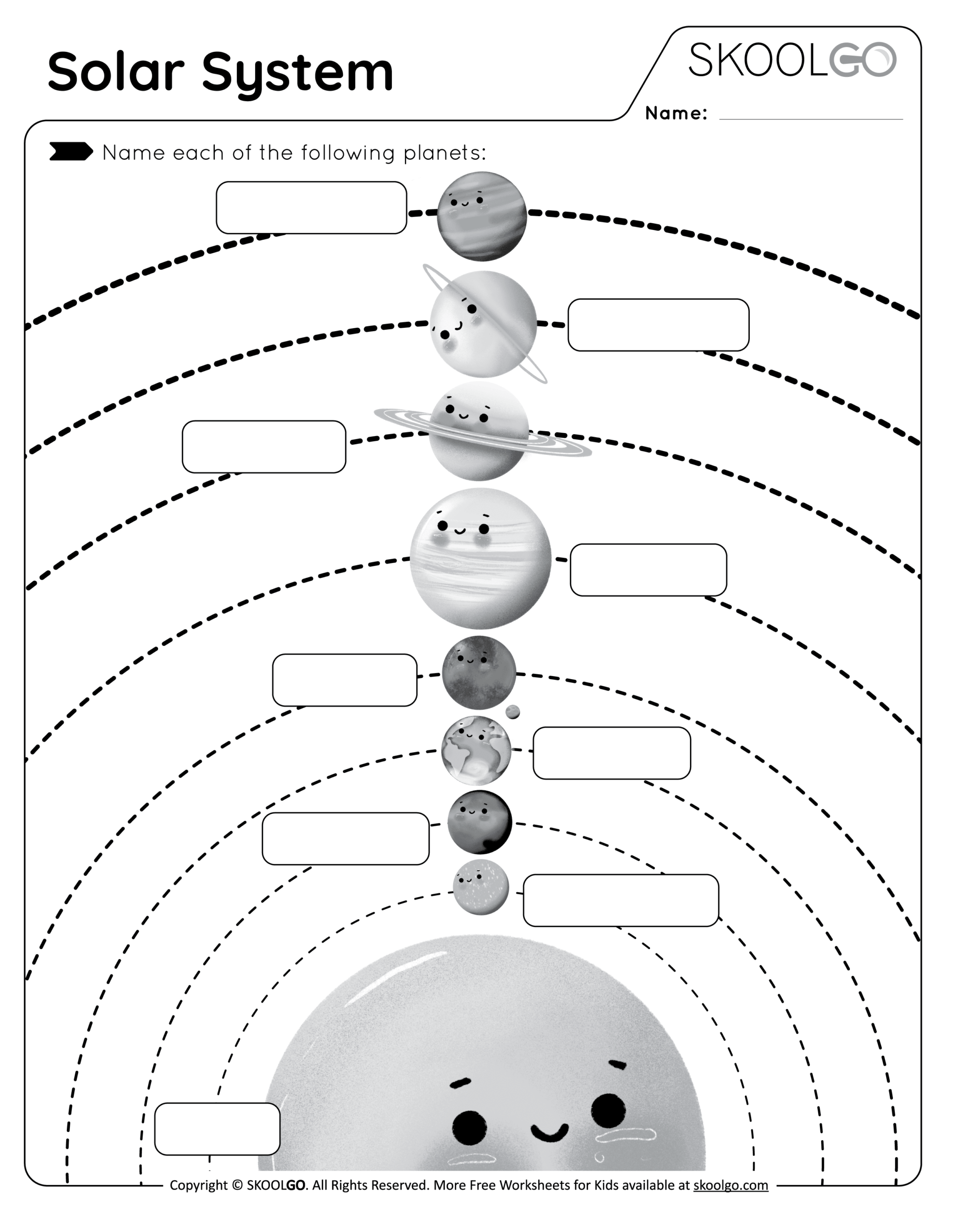 Solar System Free Worksheet SKOOLGO Solar System Free Worksheet SKOOLGO